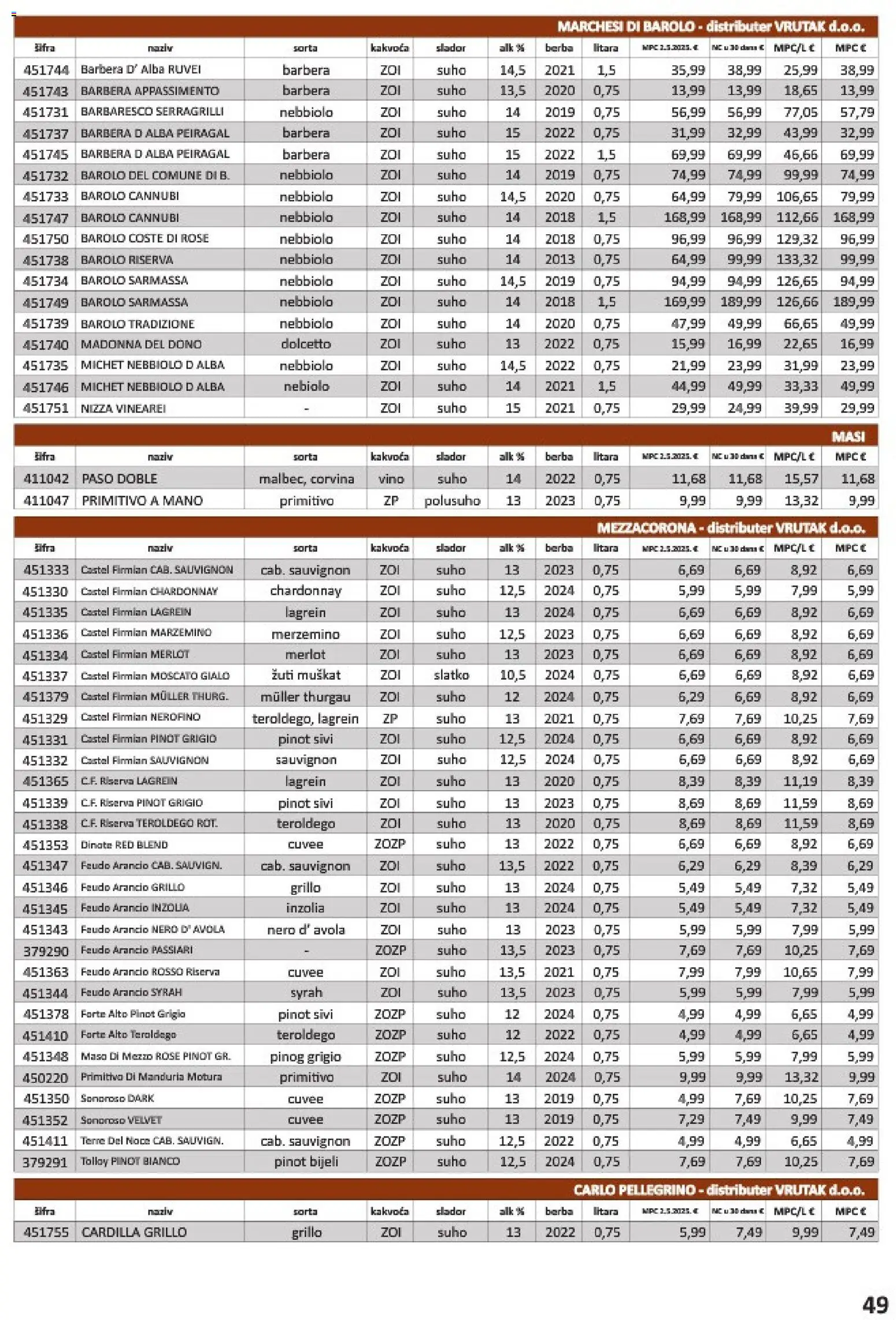 Vrutak katalog | vrijedi od 01.11.2025 | Stranica: 49 | Proizvodi: Vino