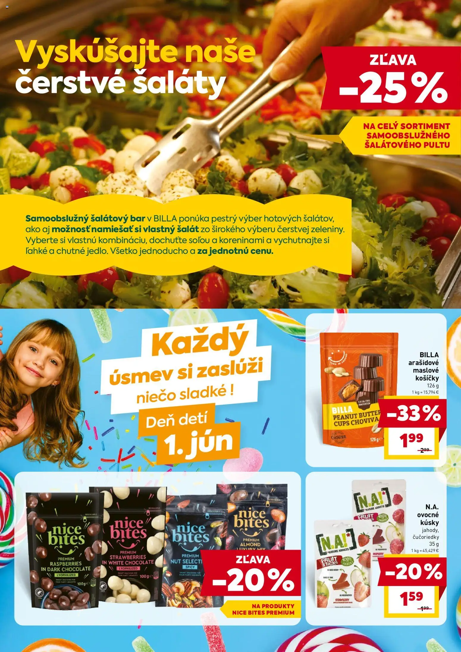 Nové Billa akcie – leták je platný od 27.05.2026 | Strana: 2 | Produkty: Čučoriedky, Šalát