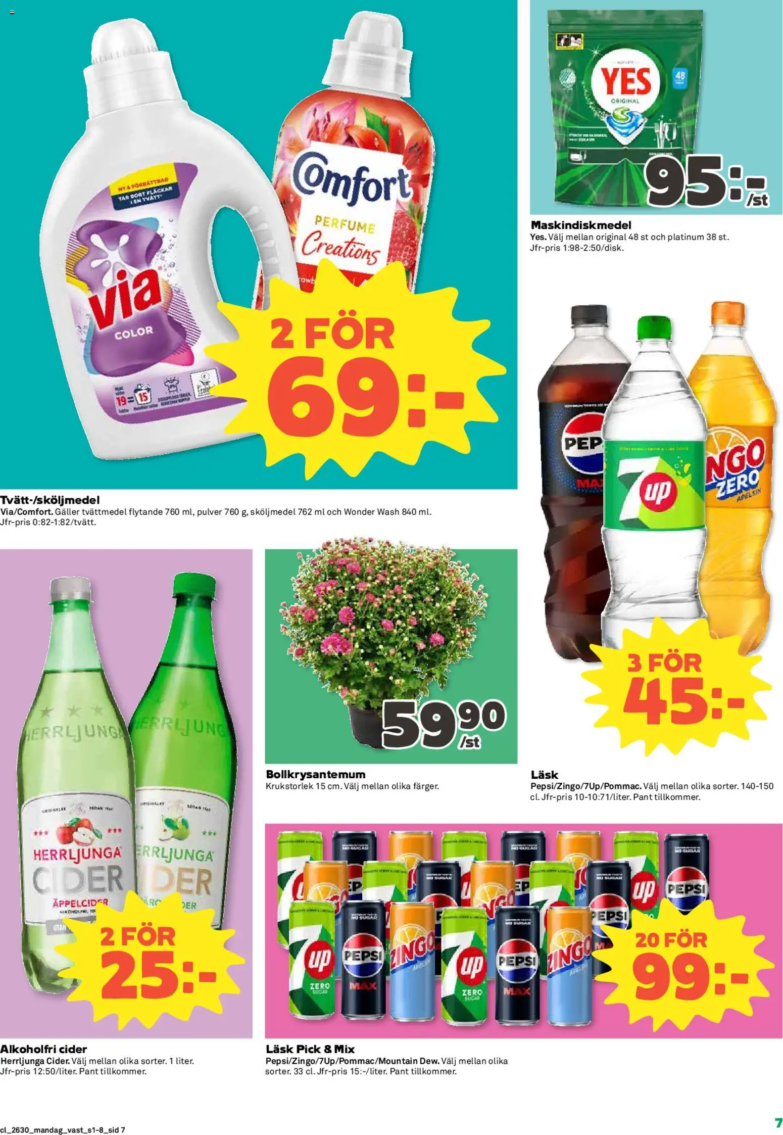 Coop reklamblad aktuell från 20/07/2026 | Sida: 7 | Produkter: Tvättmedel, Galler, Pepsi, Cider