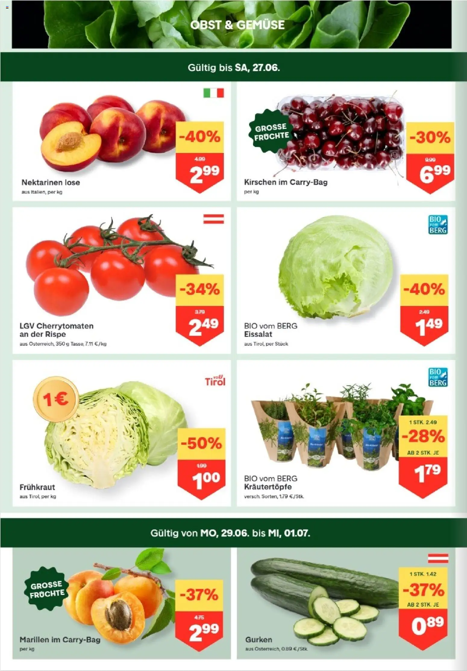 MPREIS Altenmarkt im Pongau gültig ab 25.06.2026 | Seite: 2 | Produkte: Gurken, Gemüse, Obst