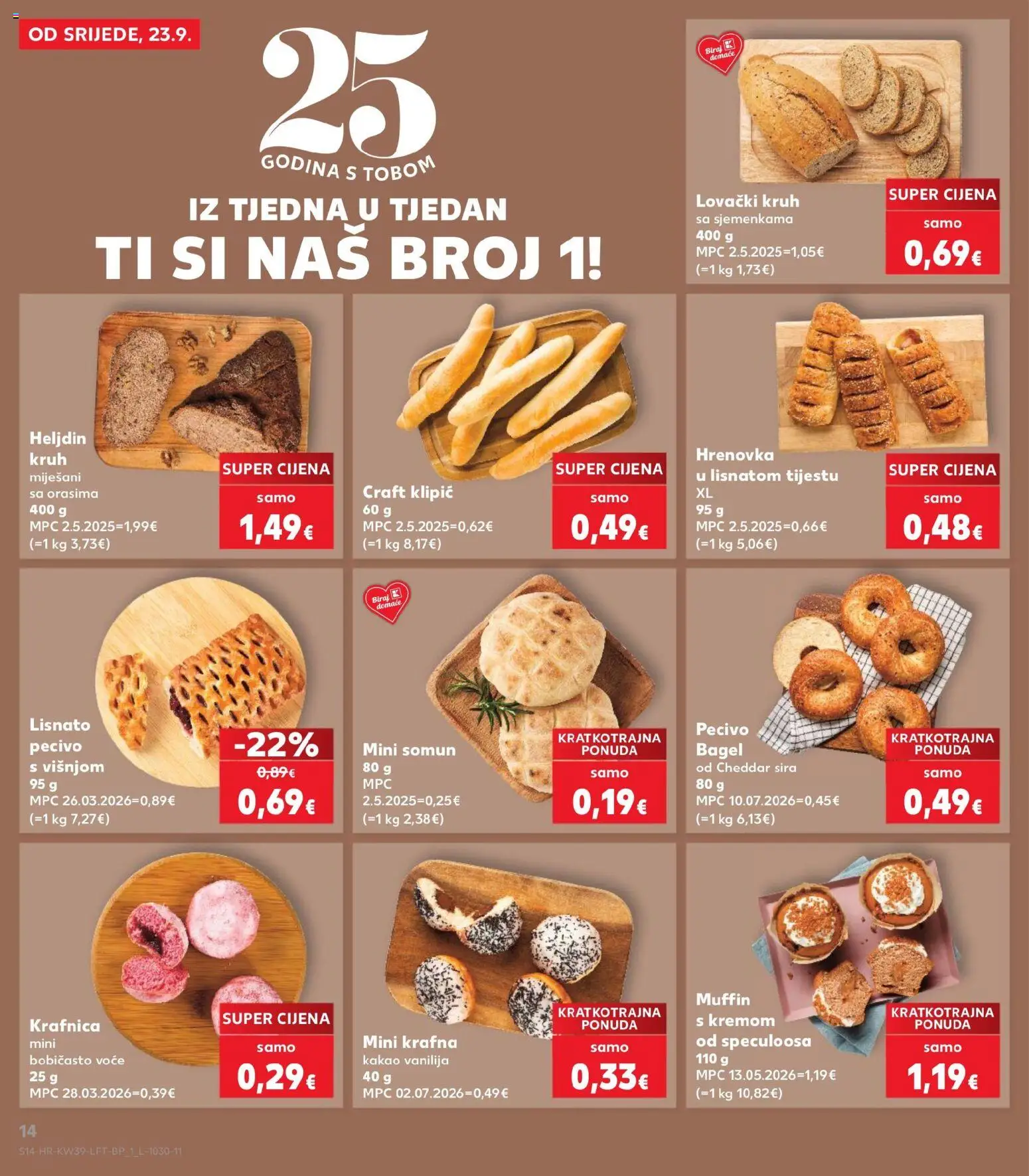 Kaufland katalog | vrijedi od 23.09.2026 | Stranica: 14 | Proizvodi: Kruh, Kakao, Krafna, Pecivo