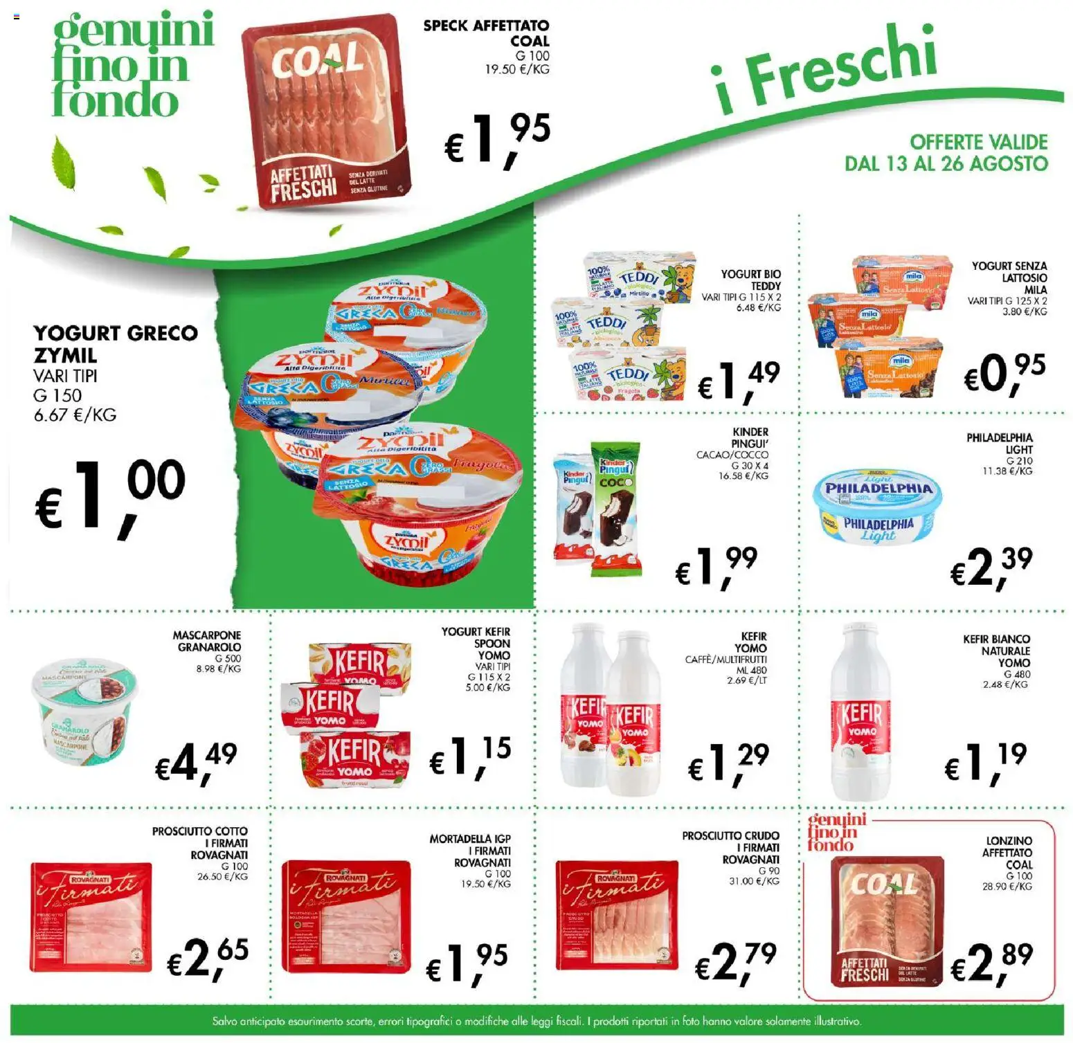 Volantino Coal del 13/08/2026 | Pagina: 9 | Prodotti: Speck, Kefir, Prosciutto Cotto, Mortadella