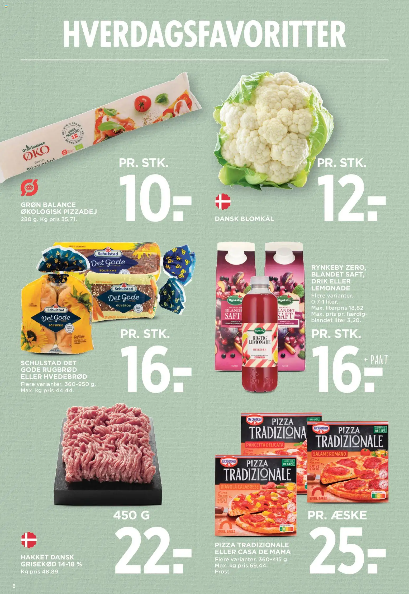 Meny tilbudsavis – gyldig fra 26/06/2026 | Side: 8 | Produkter: Pizza, Gulerod, Blomkål, Rugbrød