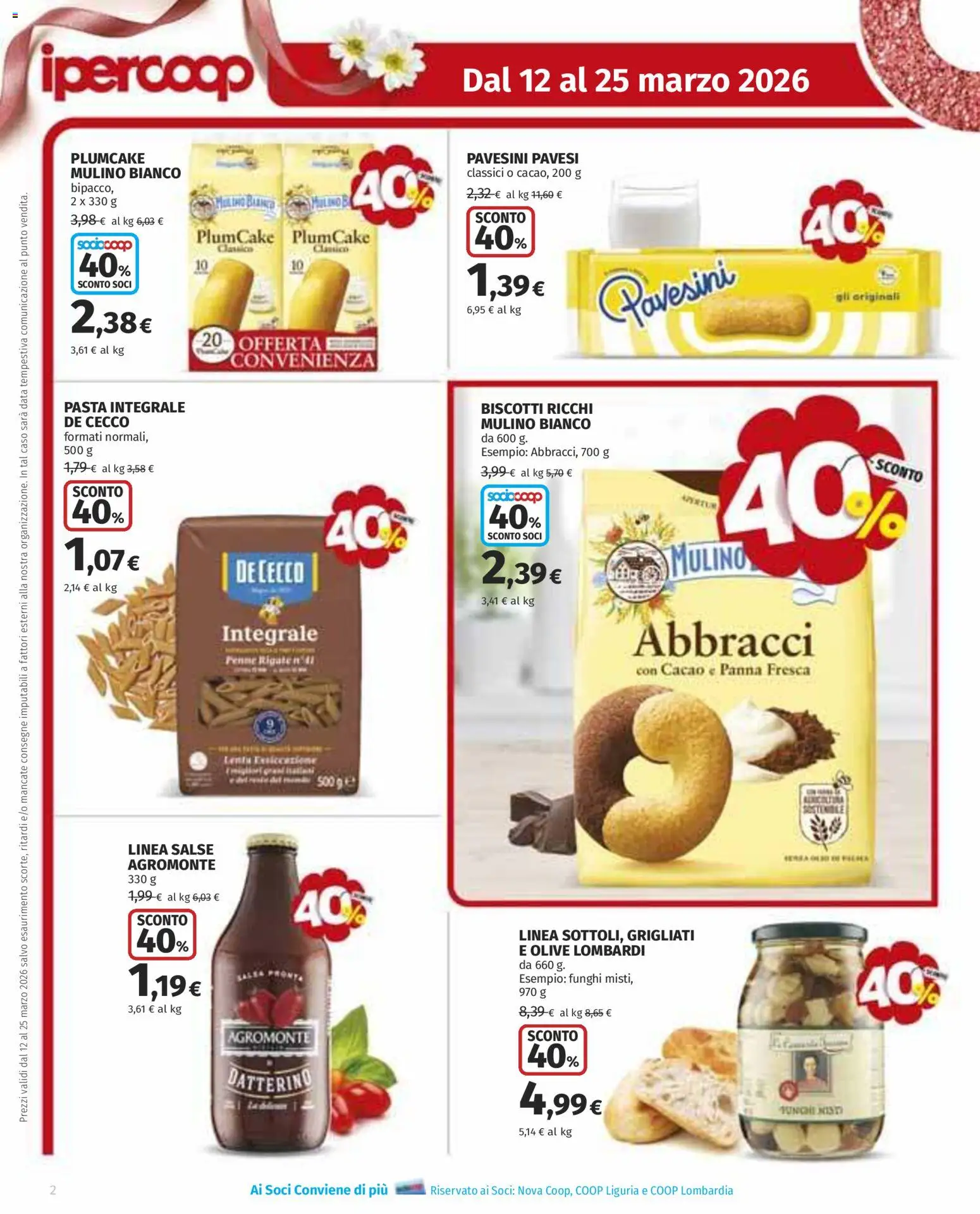 Volantino Ipercoop del 12.03.2026 | Pagina: 2 | Prodotti: Biscotti, Olive, Data, Penne