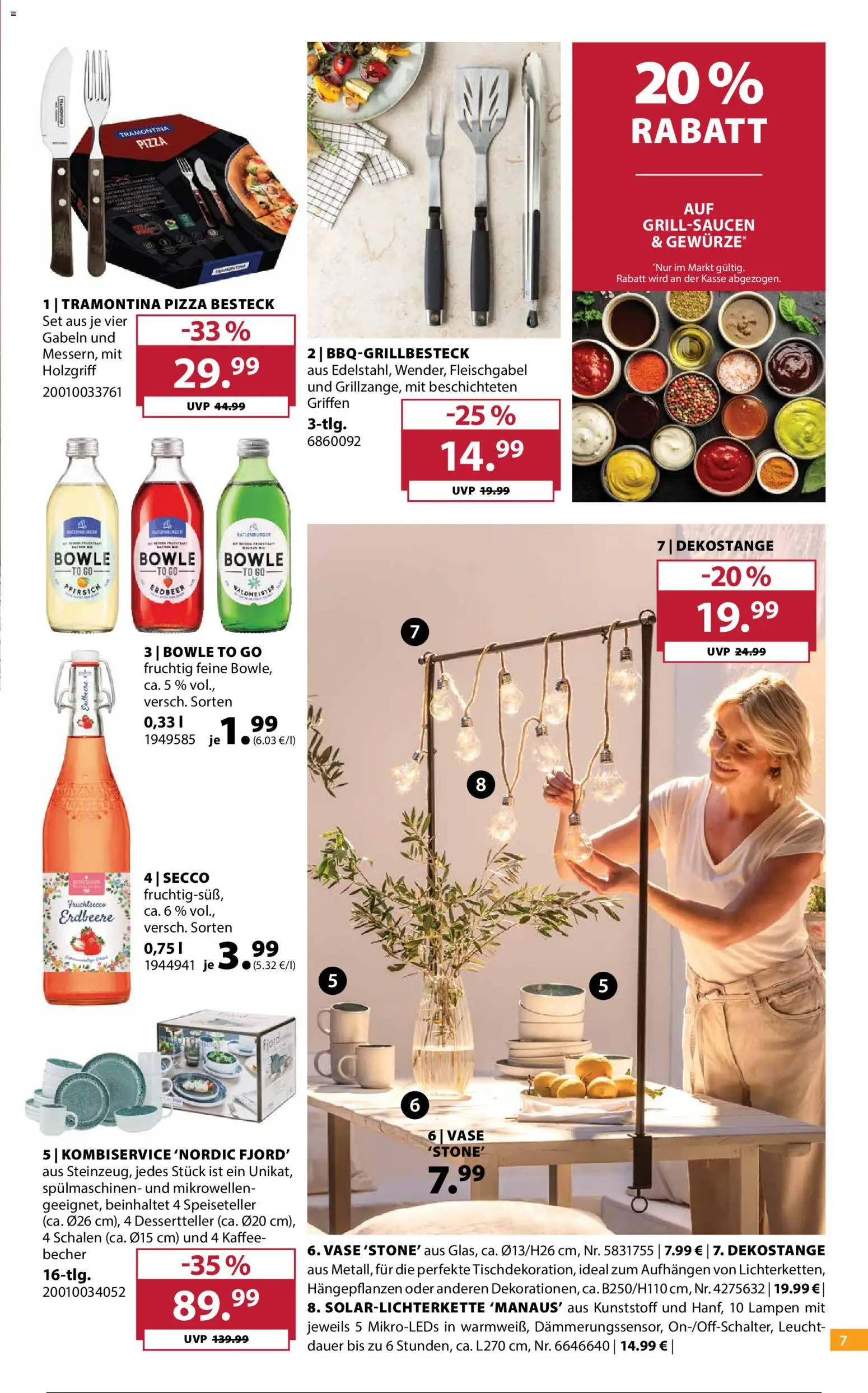 Dehner Flugblatt gültig ab 24.06.2026 | Seite: 7 | Produkte: Pfirsich, Vase, Kaffee, Pizza