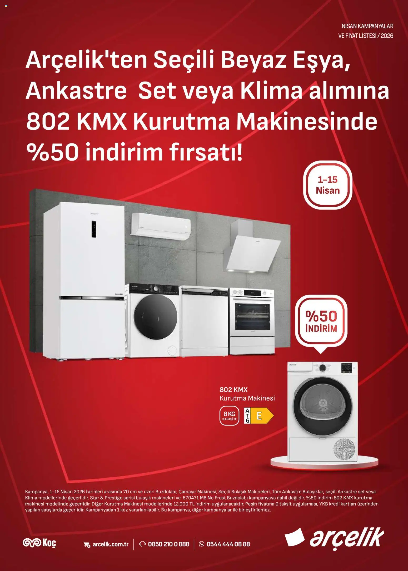 Arçelik Katalog - 01.04.2026 tarihinden itibaren geçerlidir | Sayfa: 4 | Ürünler: Kurutma makinesi, Buzdolabı, Klima