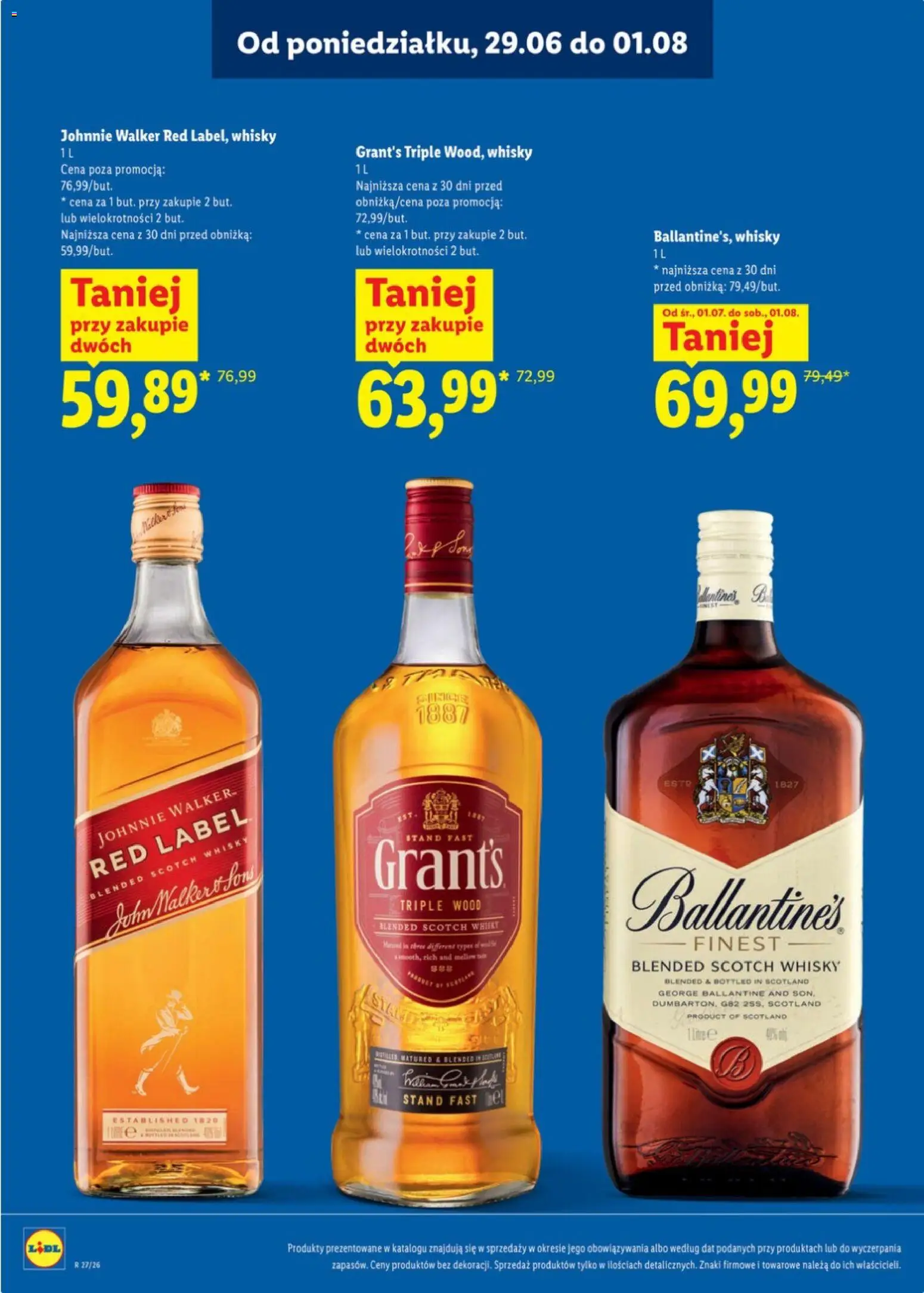 Lidl Katalog alkoholi mocnych od 29.06.2026 | Strona: 8 | Produkty: Grant's, Red label, Whisky