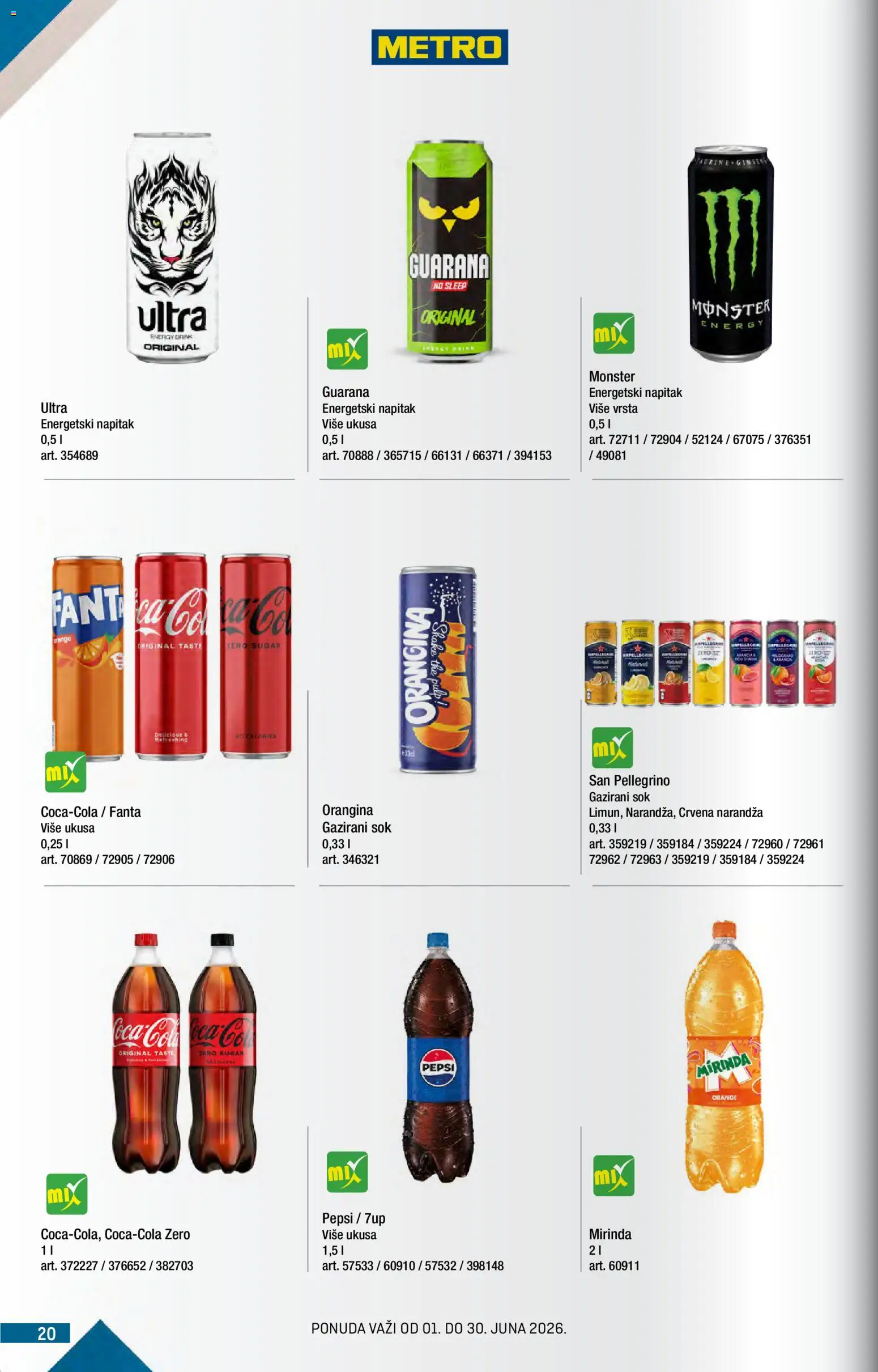 Metro katalog - važi od 01.06.2026 | Strana: 20 | Proizvode: Guarana, Sok, Pepsi
