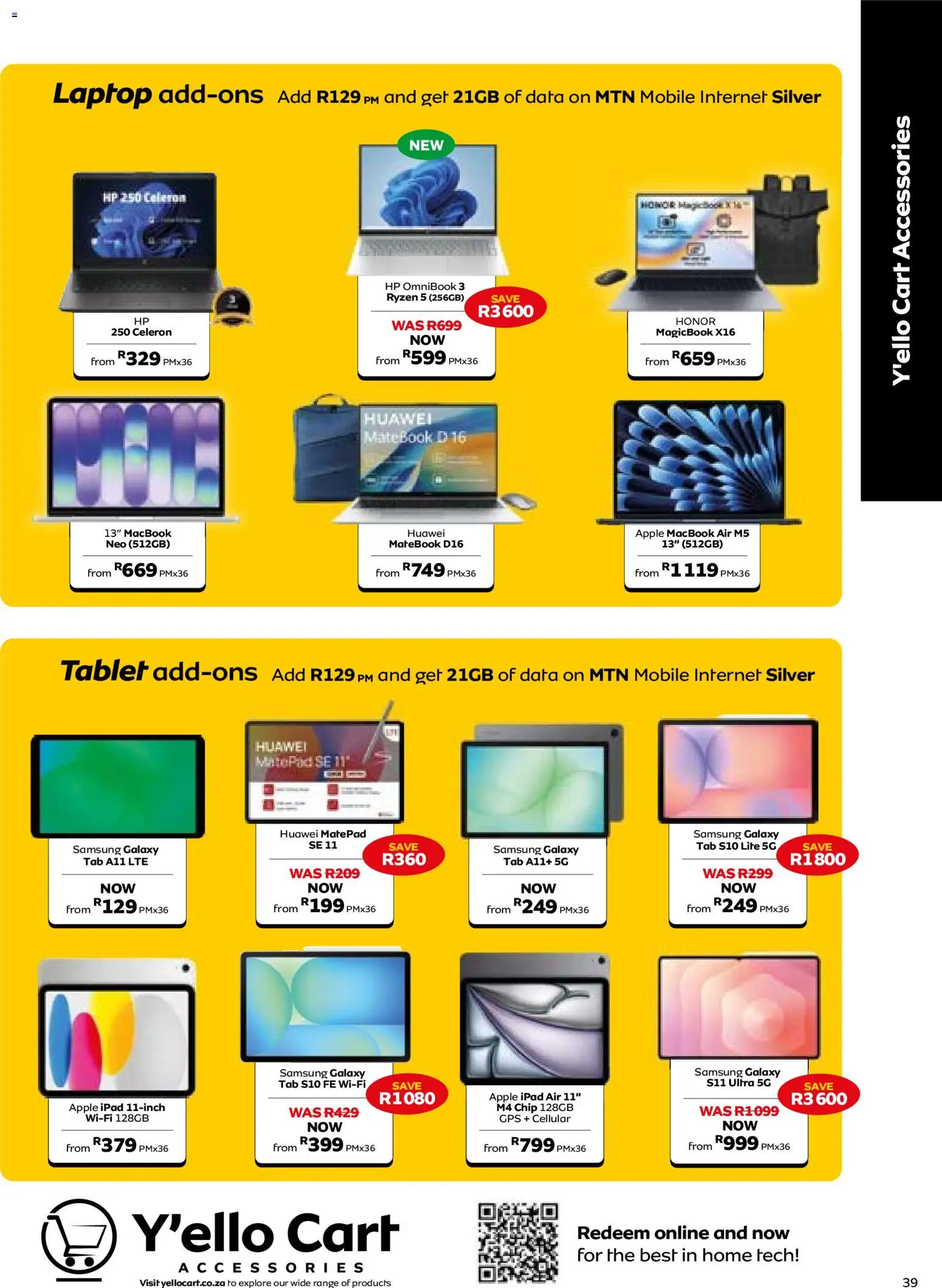 New MTN catalogue – valid from 07/08/2026 | Page: 39 | Products: Data, Tablet, Laptop