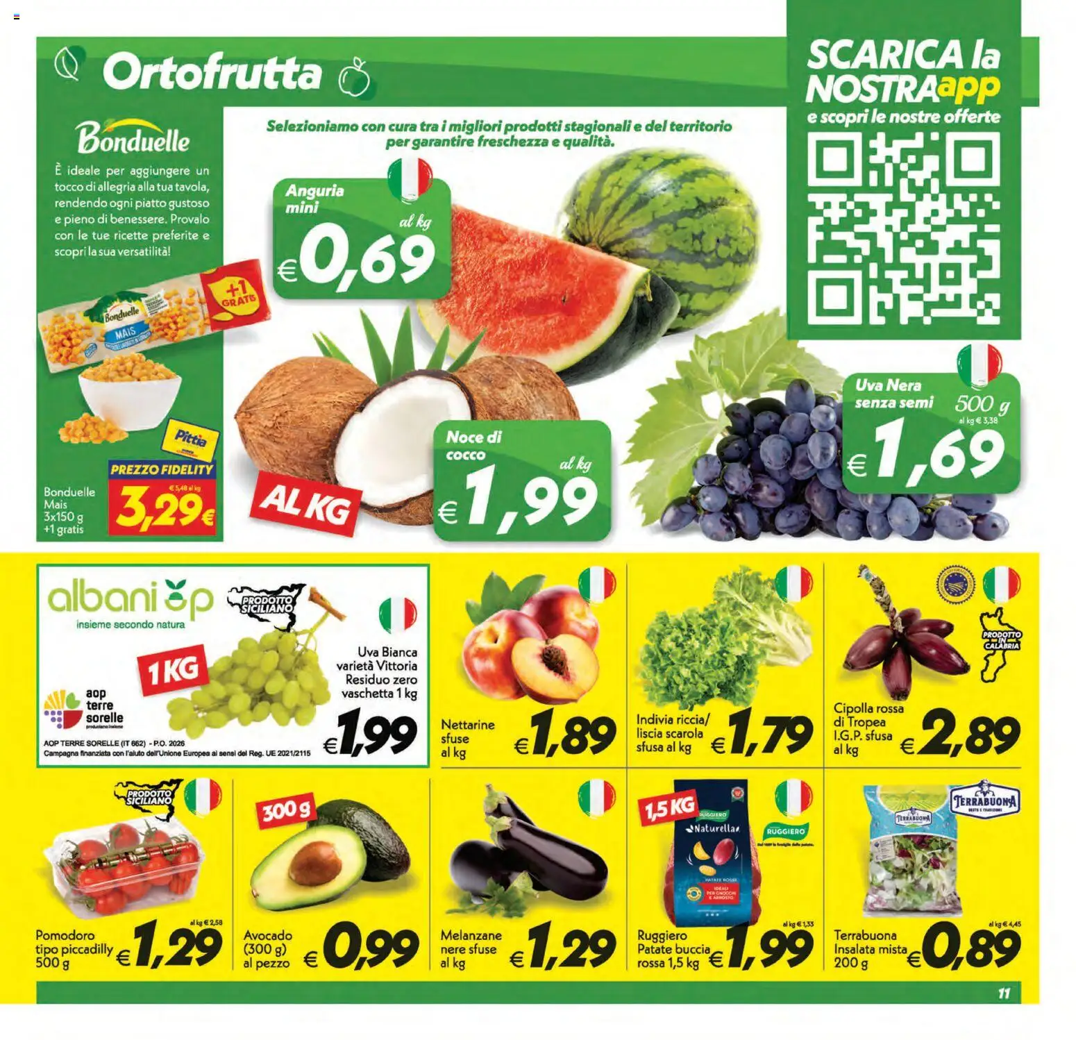 Volantino SuperConveniente del 31/07/2026 | Pagina: 11 | Prodotti: Insalata, Cocco, Piatto, Indivia