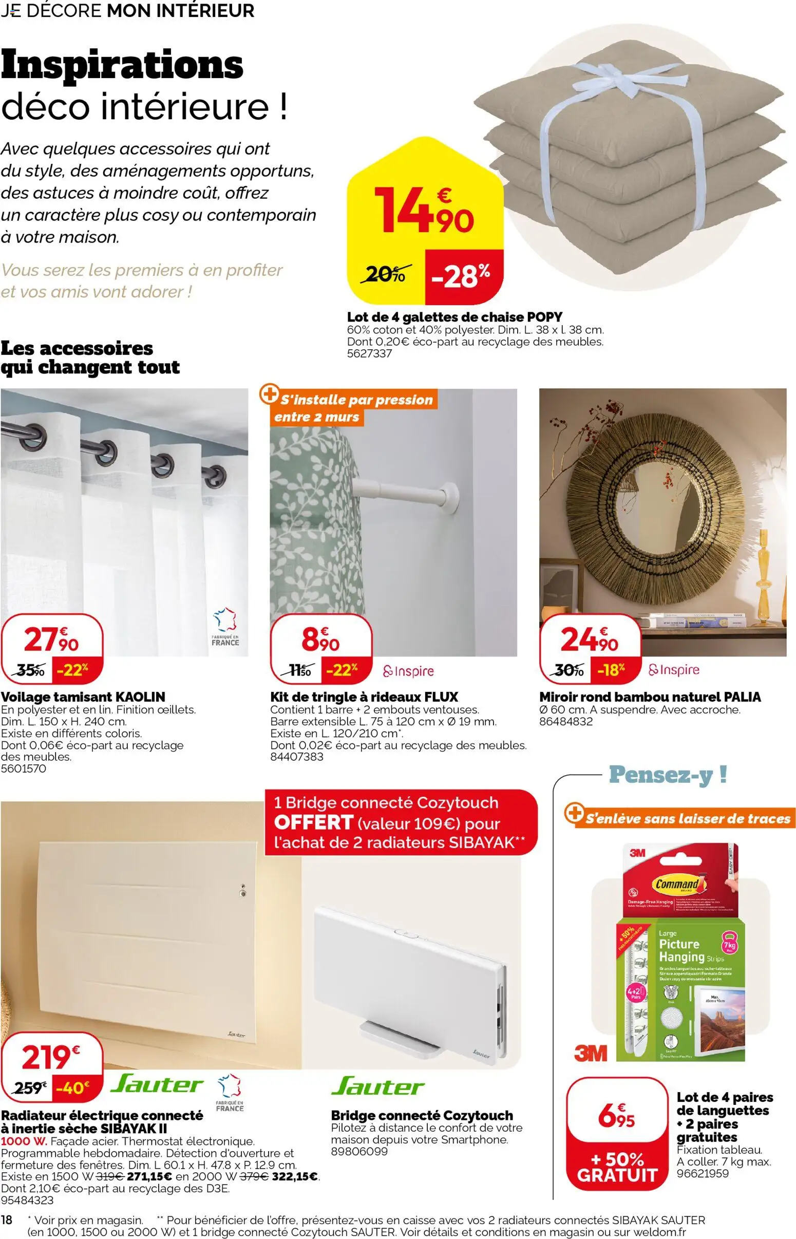 {H1} | Page: 18 | Produits: Coton, Chaise, Radiateur, Miroir