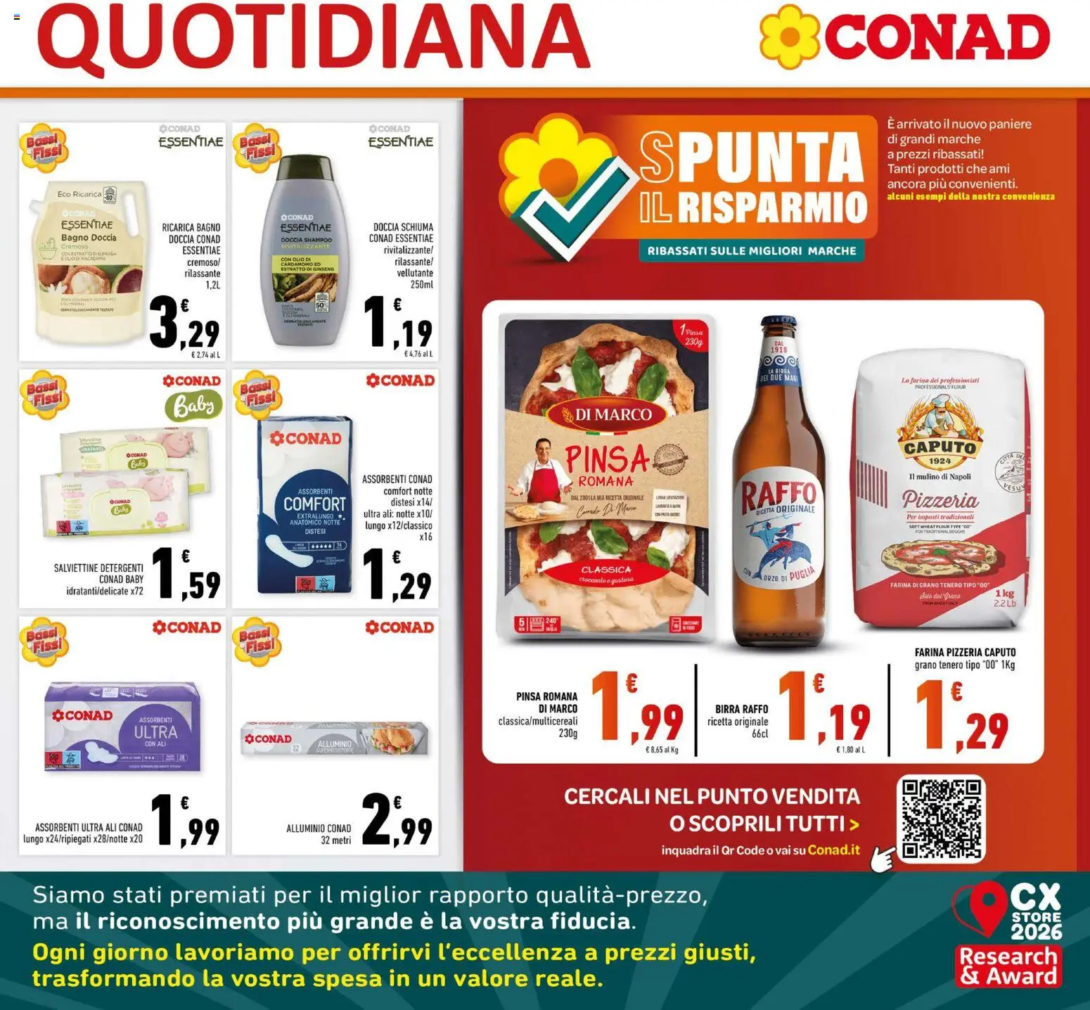 Volantino Conad del 26/08/2026 | Pagina: 17 | Prodotti: Cardamomo, Olio, Assorbenti, Doccia