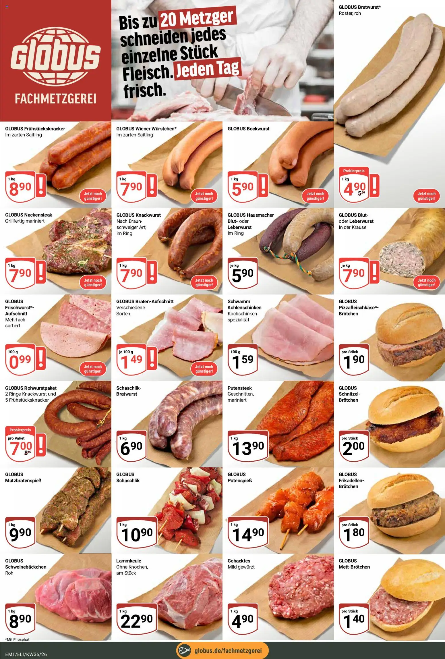 Globus Prospekt Erfurt – gültig ab 24.08.2026 | Seite: 8 | Produkte: Bockwurst, Lammkeule, Bratwurst, Schnitzel