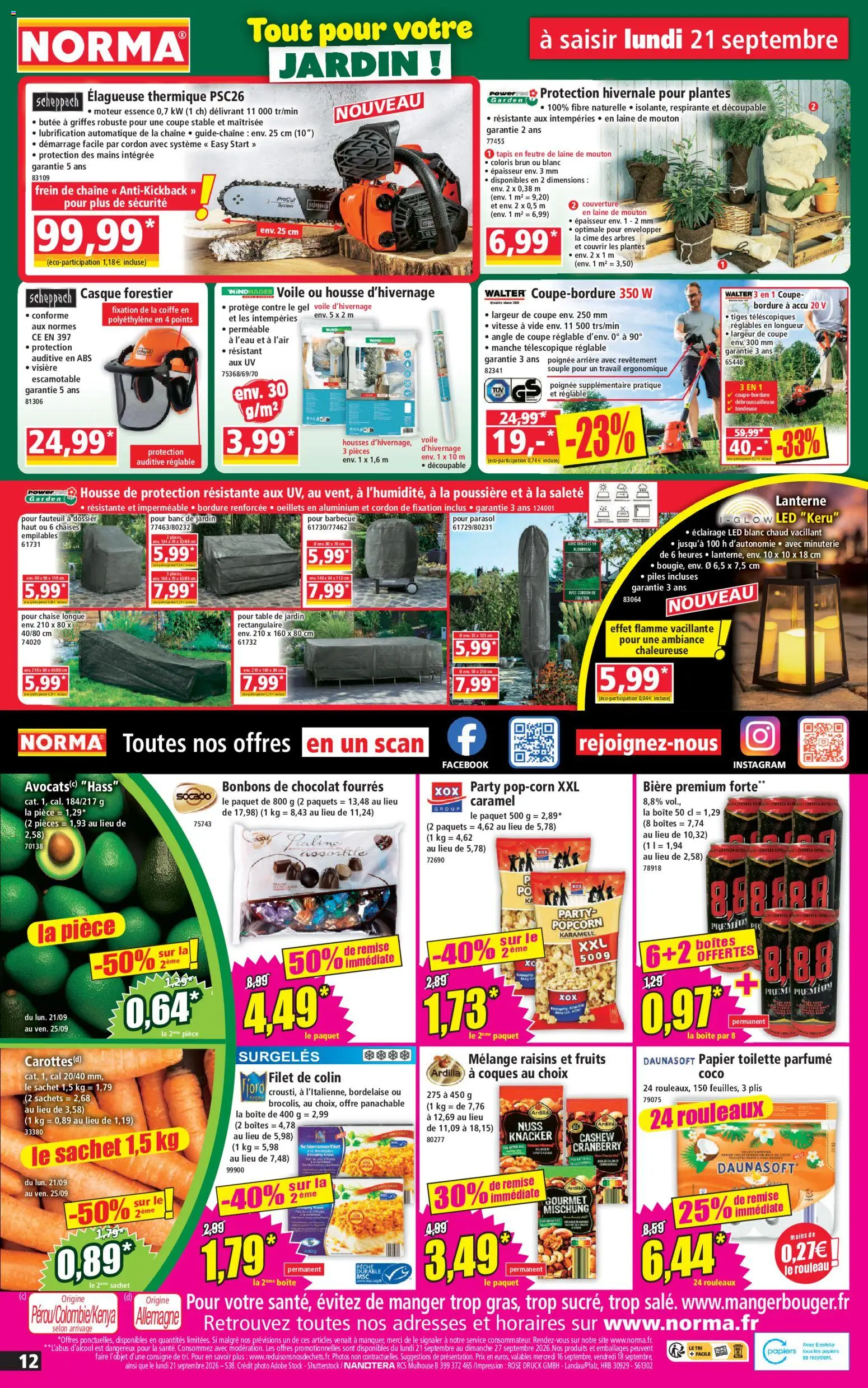 {H1} | Page: 12 | Produits: Couverture, Table de jardin, Élagueuse, Chocolat