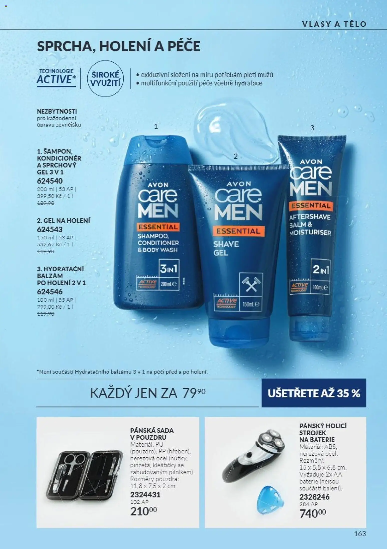 Avon Katalog 10/2026 od 01.10.2026 | Strana: 163 | Produkty: Gel na holení, Baterie, Body, Kondicionér