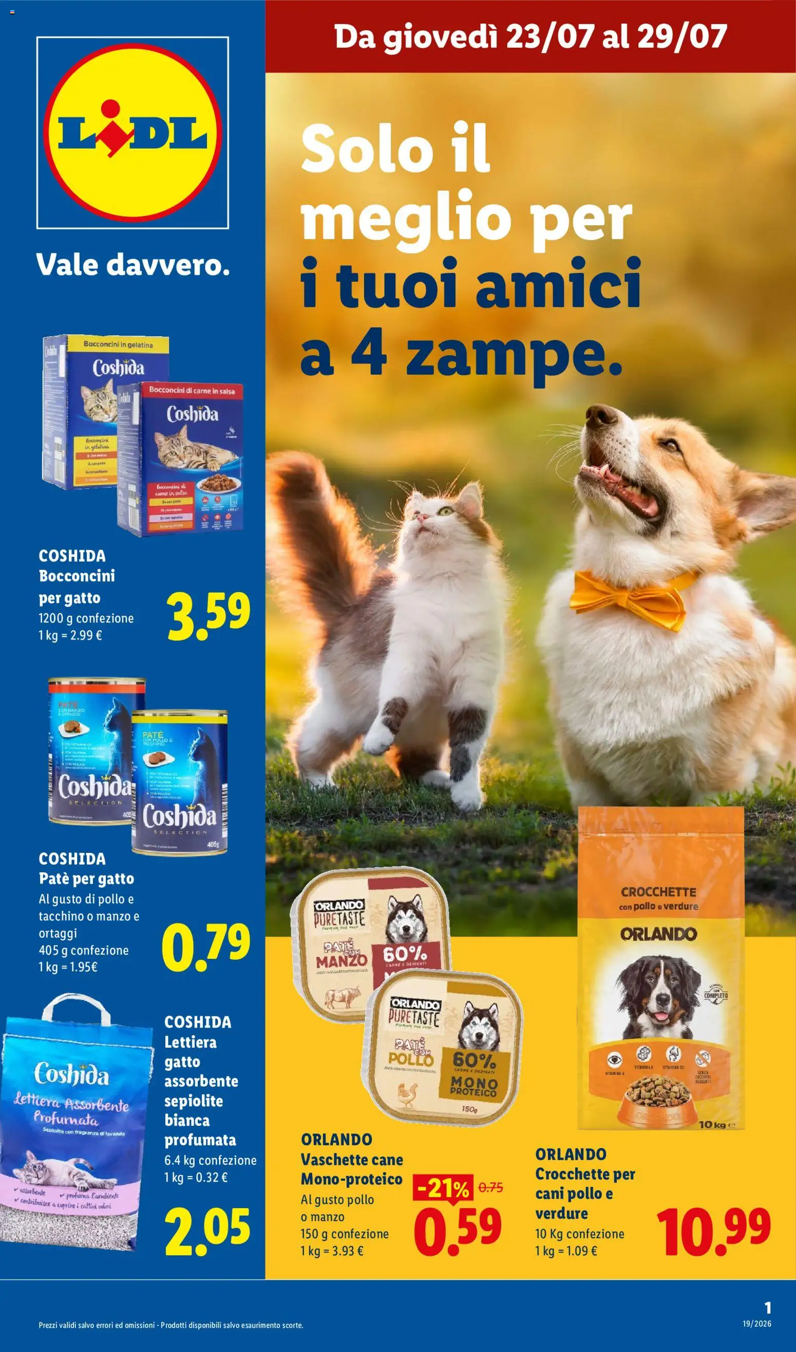 Volantino Lidl del 23/07/2026 | Pagina: 1 | Prodotti: Paté, Salsa, Tacchino, Ortaggi
