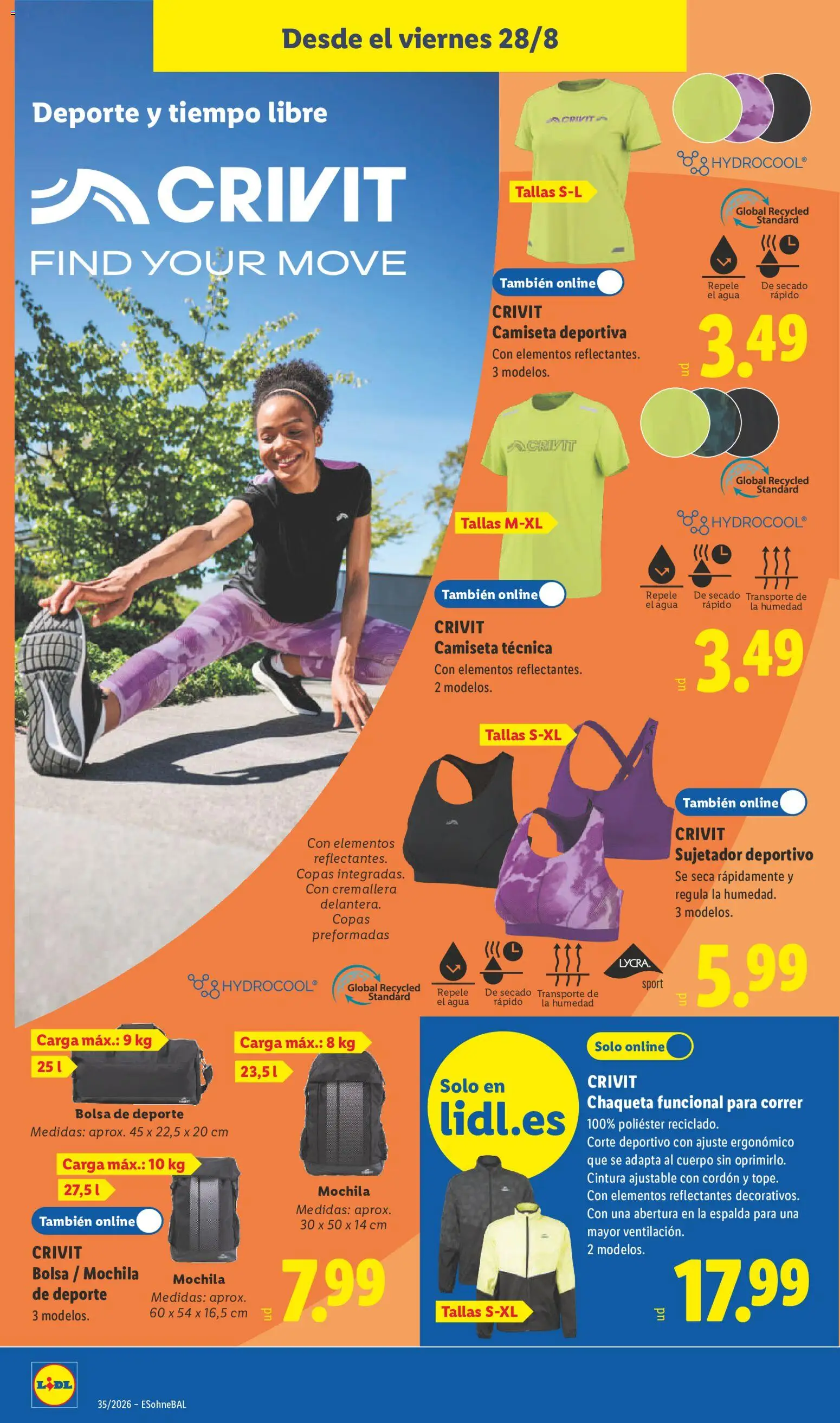Lidl folleto de bazar │ válido desde el 24/08/2026 | Página: 18 | Productos: Chaqueta, Mochila, Bolsa, Camiseta deportiva