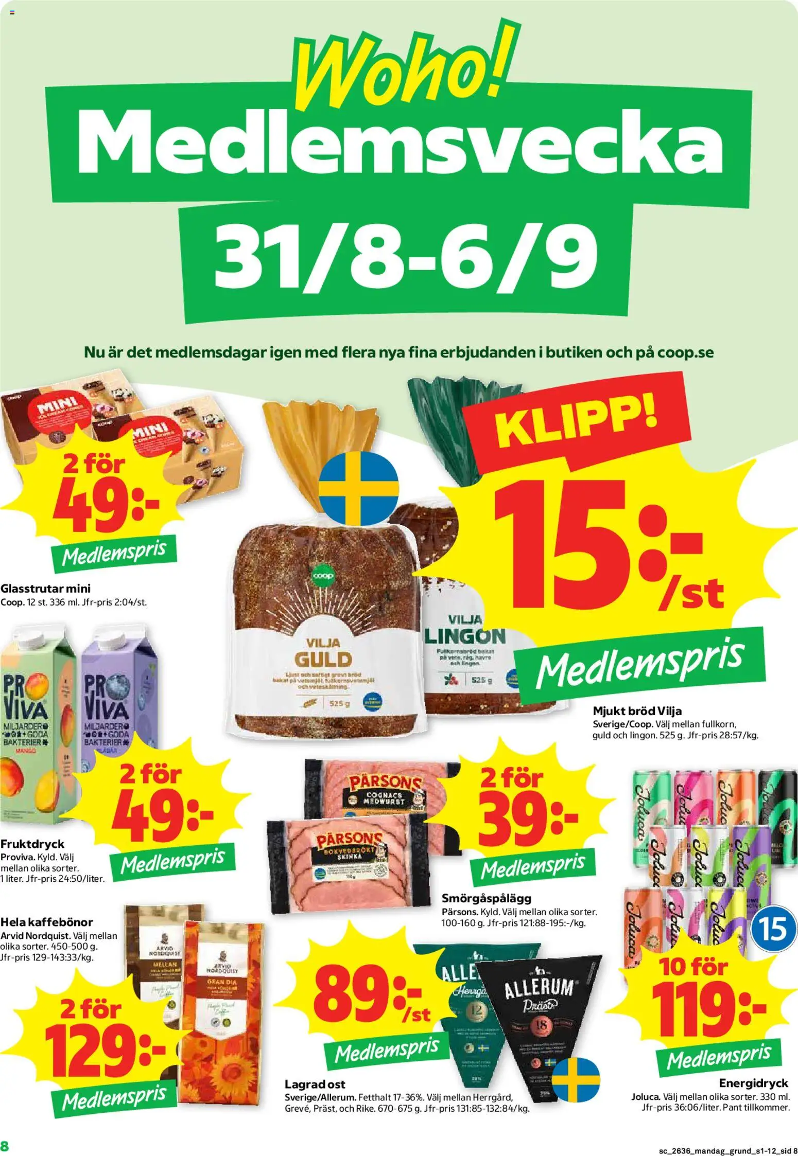 Stora Coop reklamblad aktuell från 31/08/2026 | Sida: 8 | Produkter: Smörgåspålägg, Ost, Energidryck, Mango