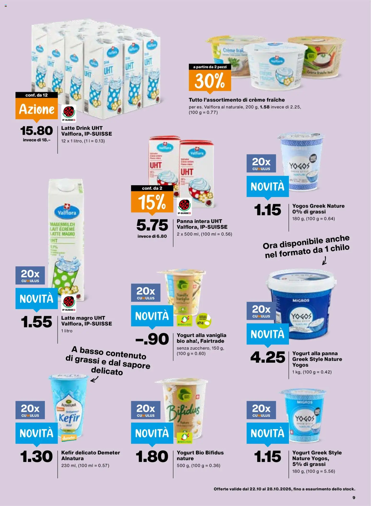 Migros aktionen IT – gültig ab 22.10.2026 | Seite: 9 | Produkte: Kefir, Creme