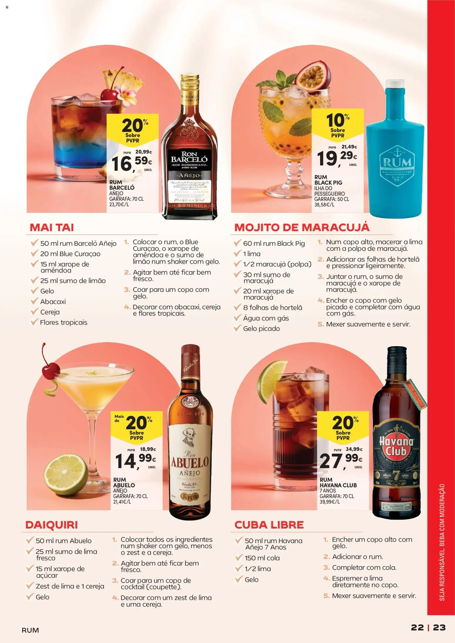 Continente - Cocktails │ válido de 14/07/2026 | Página: 23 | Produtos: Hortelã, Sumo, Açúcar, Água com gás