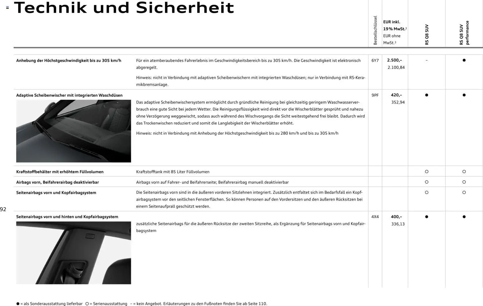 Audi RS Q8 / RS Q8 performance – gültig ab 27.11.2025 | Seite: 92