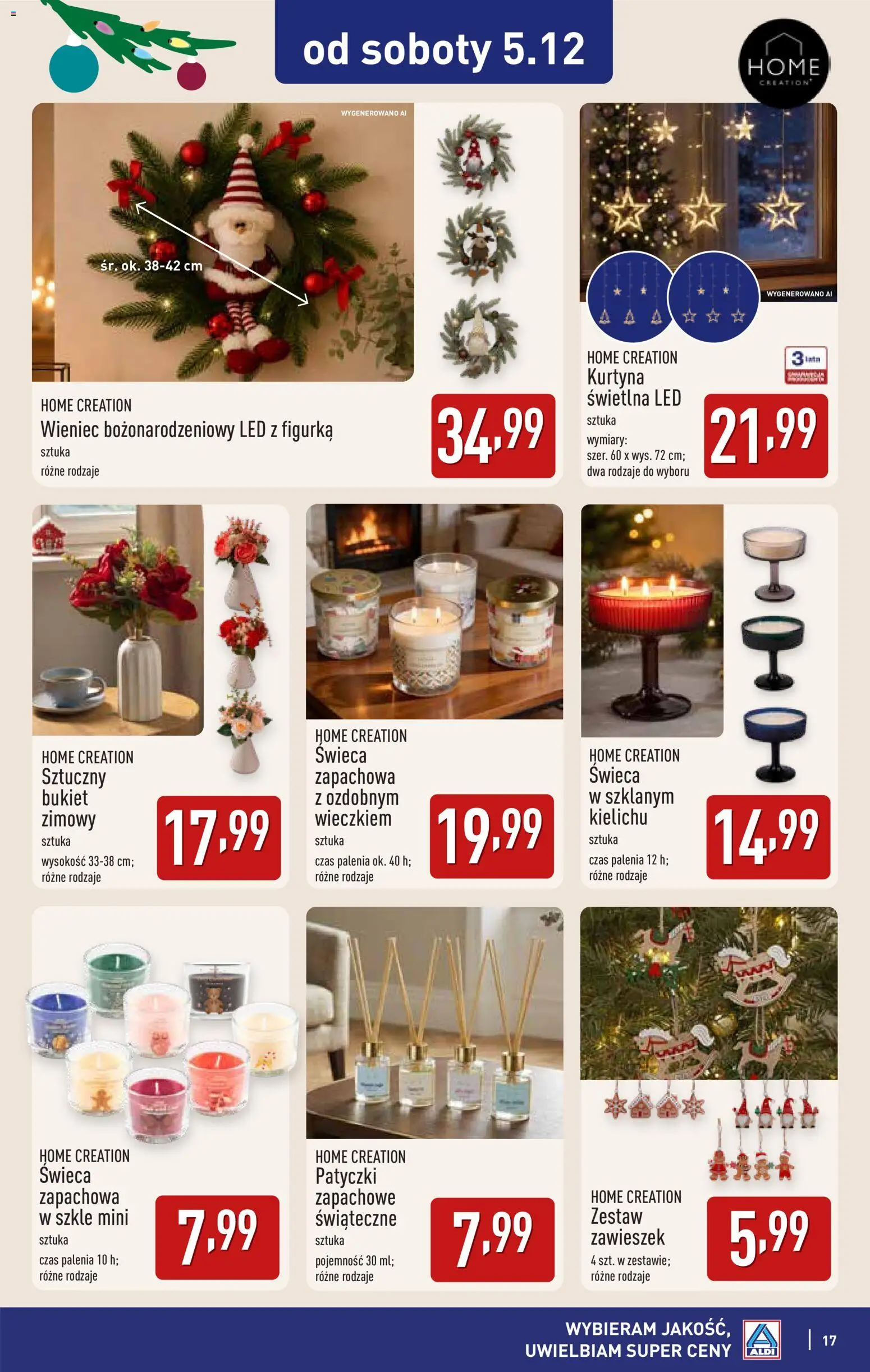 Aldi gazetka - Katalog dekoracyjny od 28.10.2026 | Strona: 17 | Produkty: Wieniec, Świeca