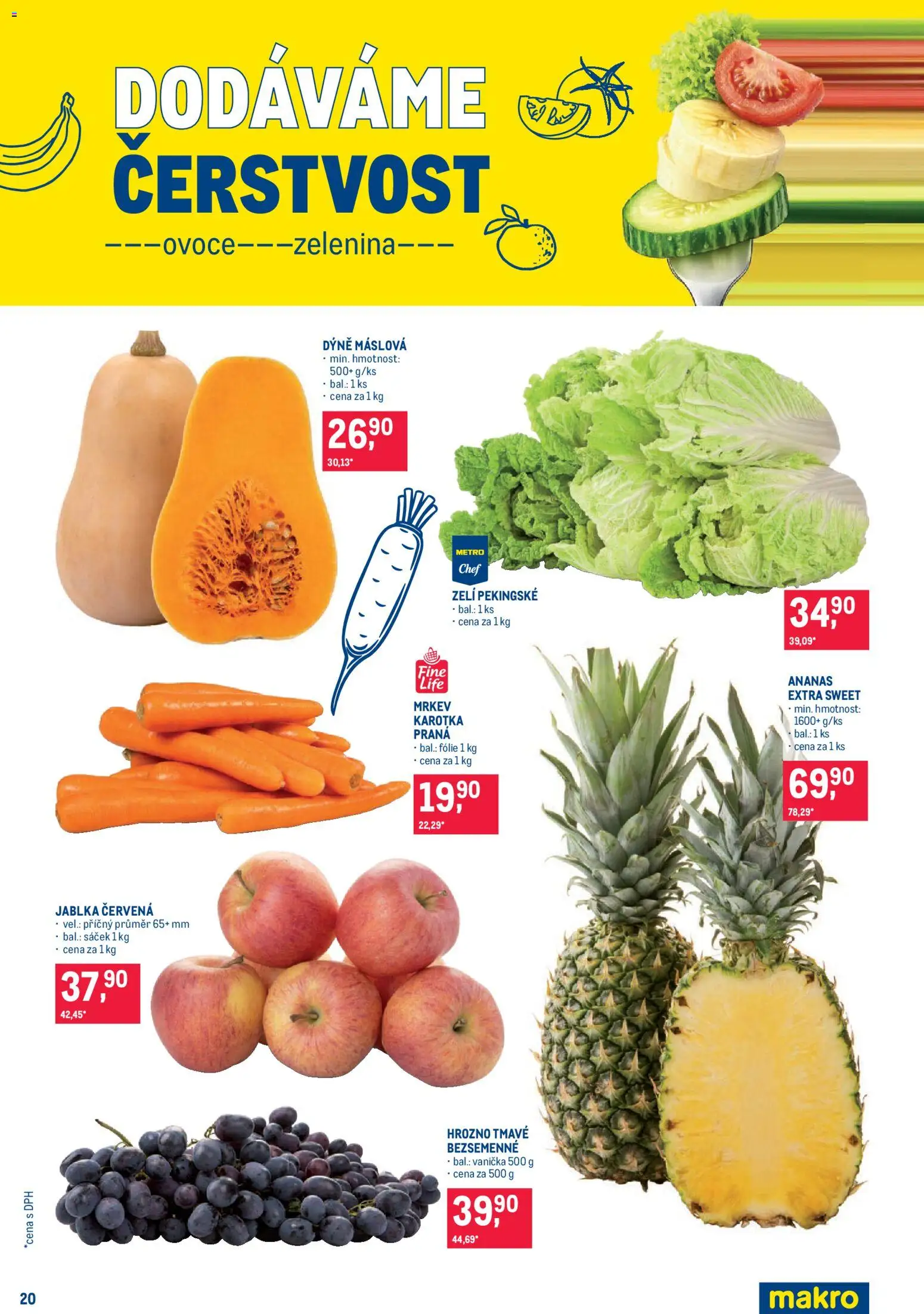 Makro leták - Pro milovníky jídla od 07.10.2026 | Strana: 20 | Produkty: Jablka, Ananas, Mrkev, Ovoce zelenina
