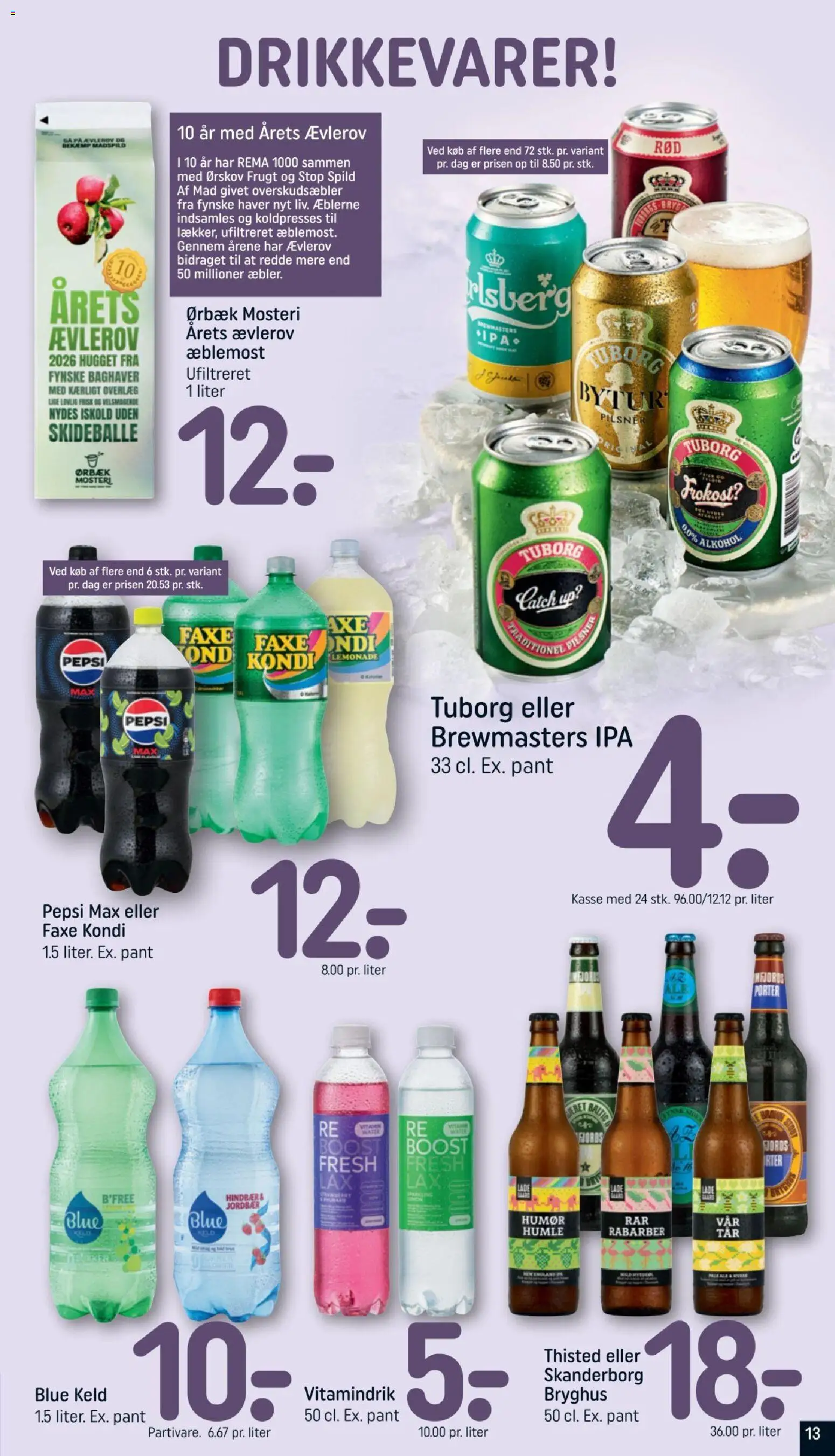 Rema 1000 tilbudsavis – gyldig fra 18/10/2026 | Side: 13 | Produkter: Rabarber, Faxe Kondi, Pepsi, Pepsi Max