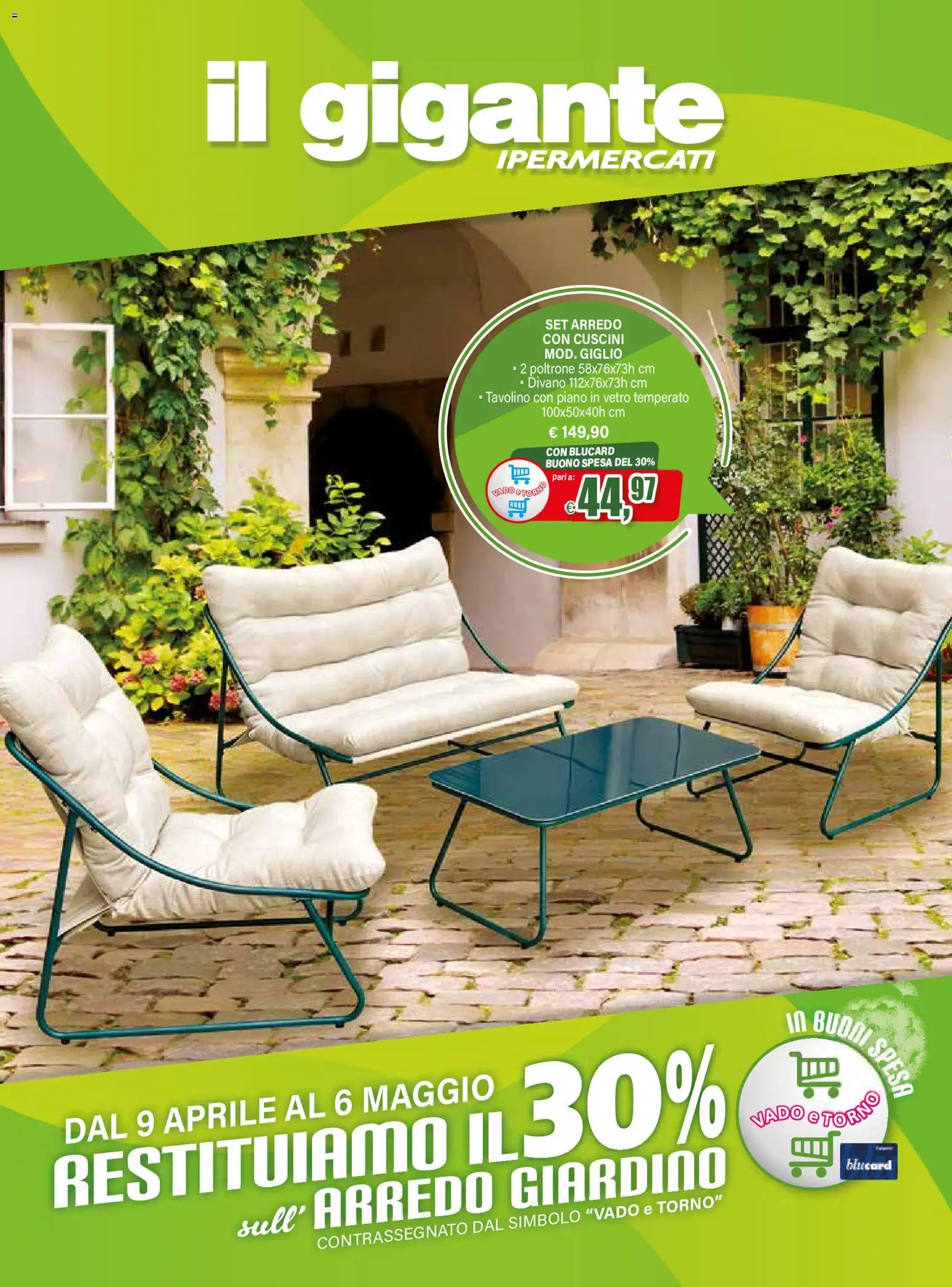 Volantino Il Gigante del 09.04.2026 | Pagina: 1 | Prodotti: Tavolino, Divano
