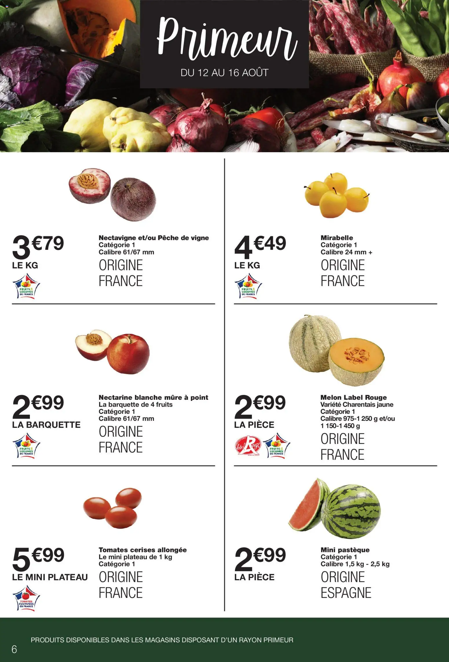 {H1} | Page: 6 | Produits: Melon, Pastèque, Plateau, Tomates