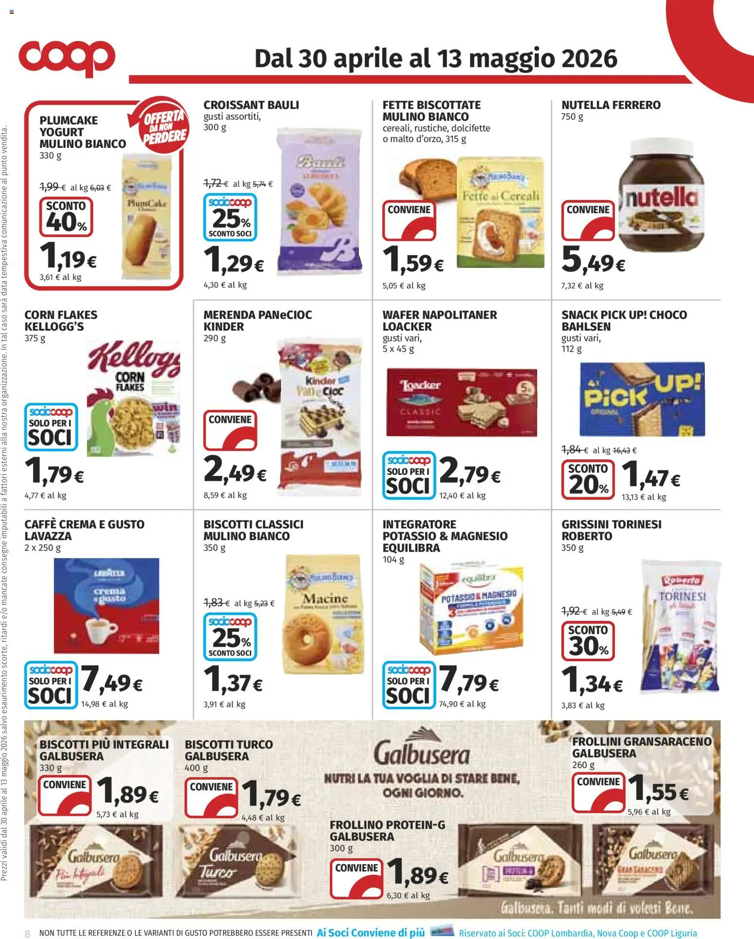 Volantino COOP del 30.04.2026 | Pagina: 8 | Prodotti: Cereali, Plumcake, Lavazza, Frollini