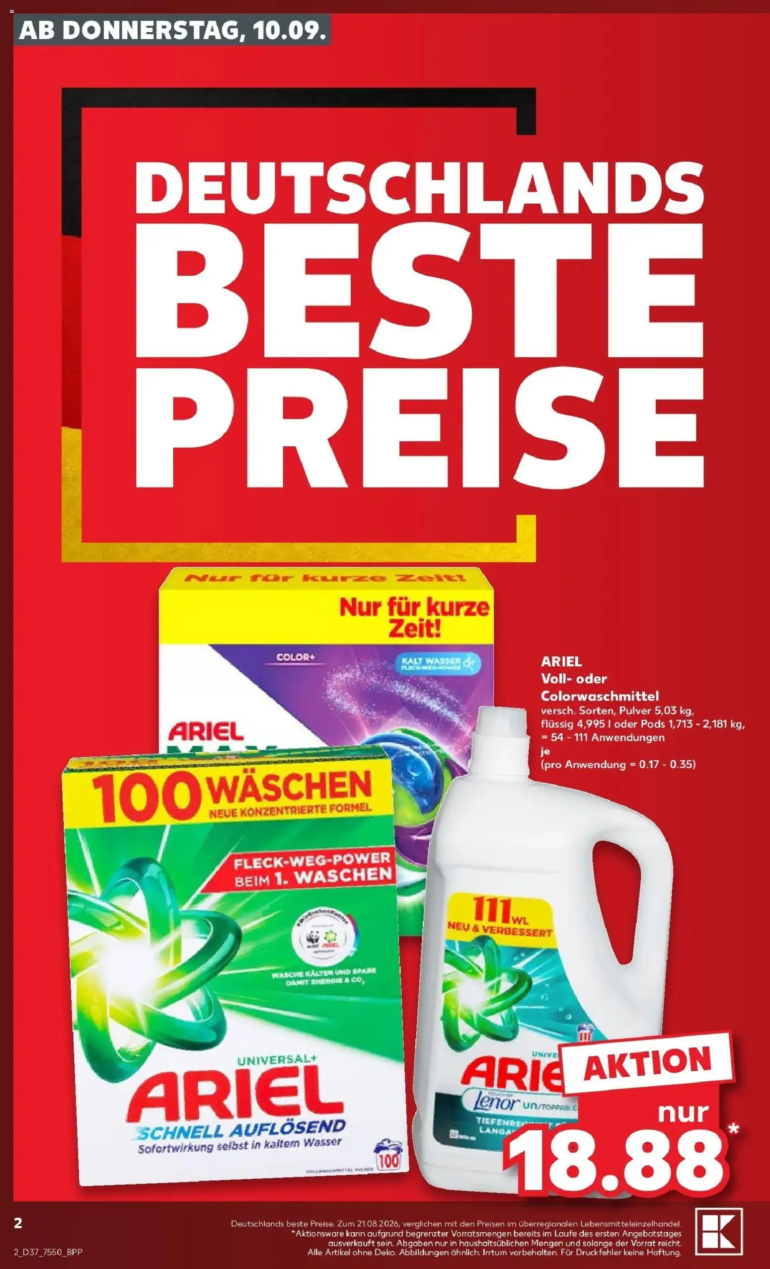 Prospekt Kaufland ab 07.09.2026 » Angebote Online zum Blättern | Seite: 11 | Produkte: Lenor, Ariel, Wasser