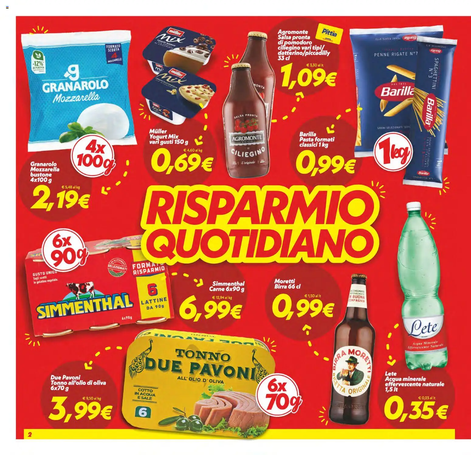 Volantino SuperConveniente del 22/09/2026 | Pagina: 2 | Prodotti: Sale, Mozzarella, Pasta, Carne