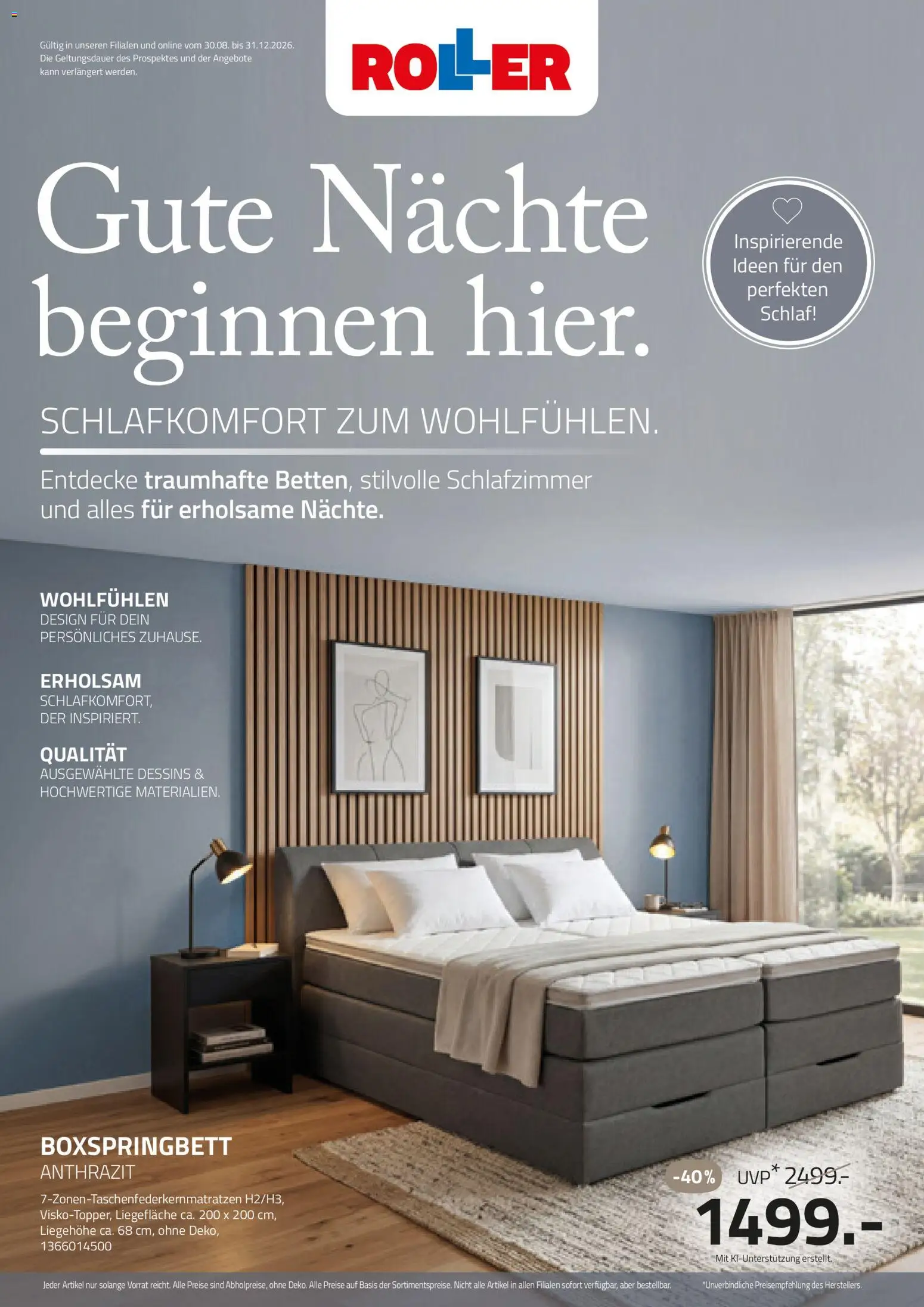 Roller Schlafprospekt 2026 – gültig ab 30.08.2026 | Seite: 1