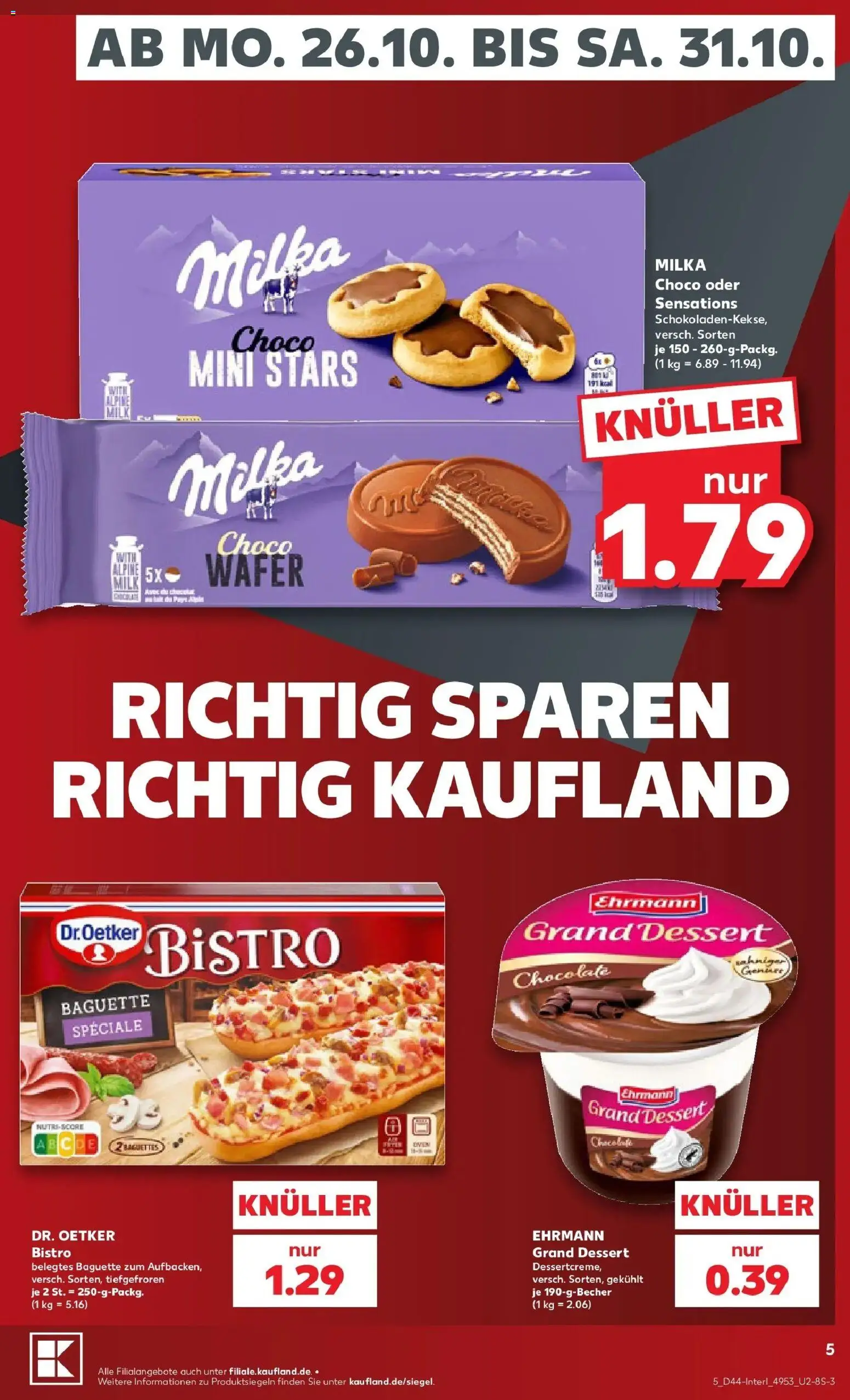 Prospekt Kaufland ab 26.10.2026 » Angebote Online zum Blättern | Seite: 9 | Produkte: Ehrmann grand dessert, Baguette, Milka