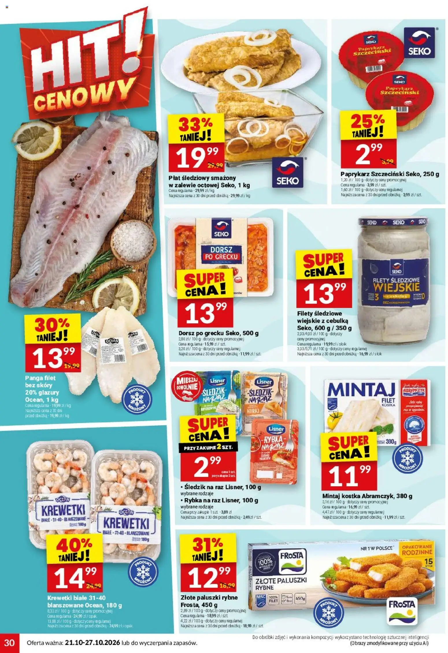 Twój Market gazetka od 21.10.2026 | Strona: 30 | Produkty: Krewetki, Krewetki białe, Filet, Paluszki