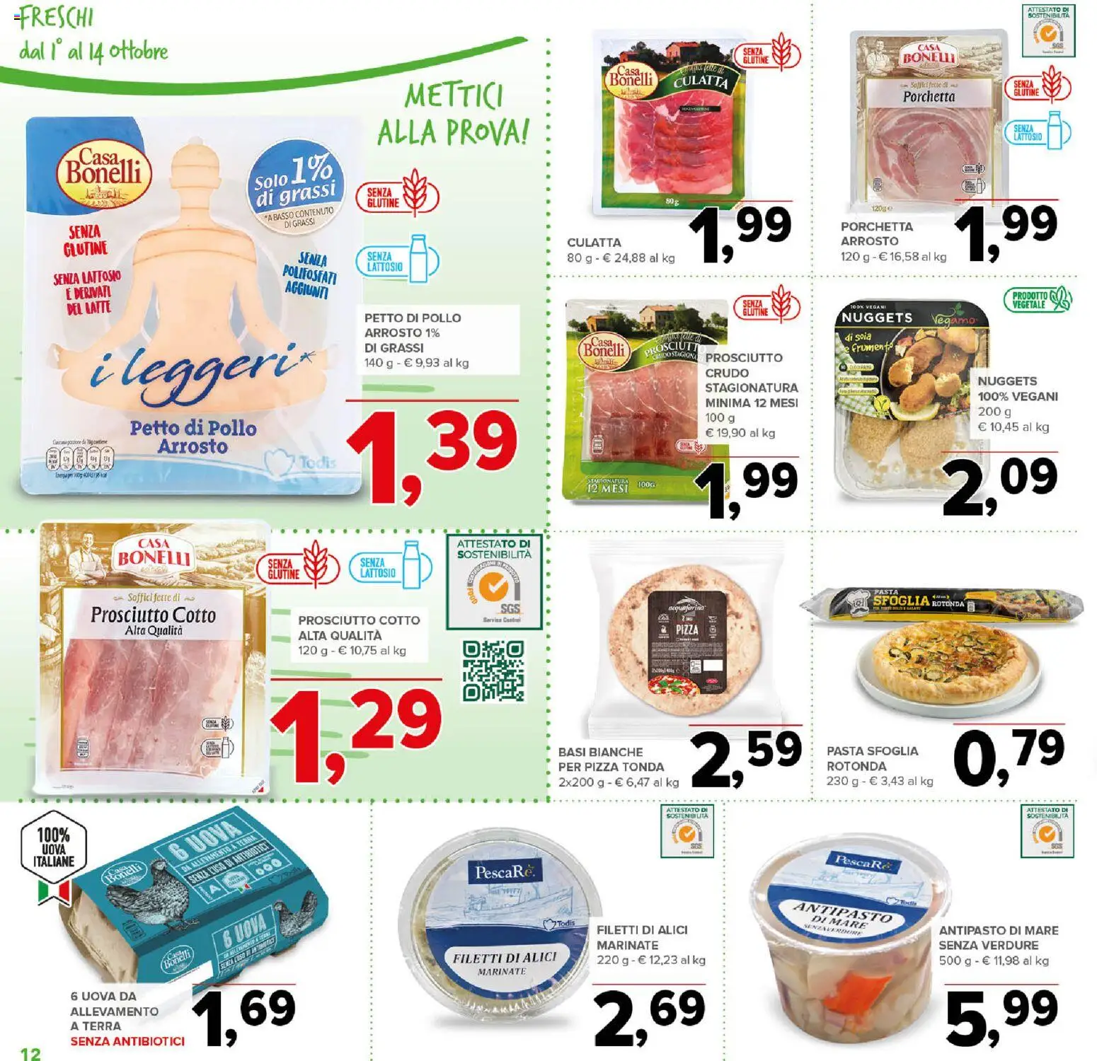 Volantino Todis del 01/10/2026 | Pagina: 12 | Prodotti: Pasta sfoglia, Pescare, Prosciutto, Pasta