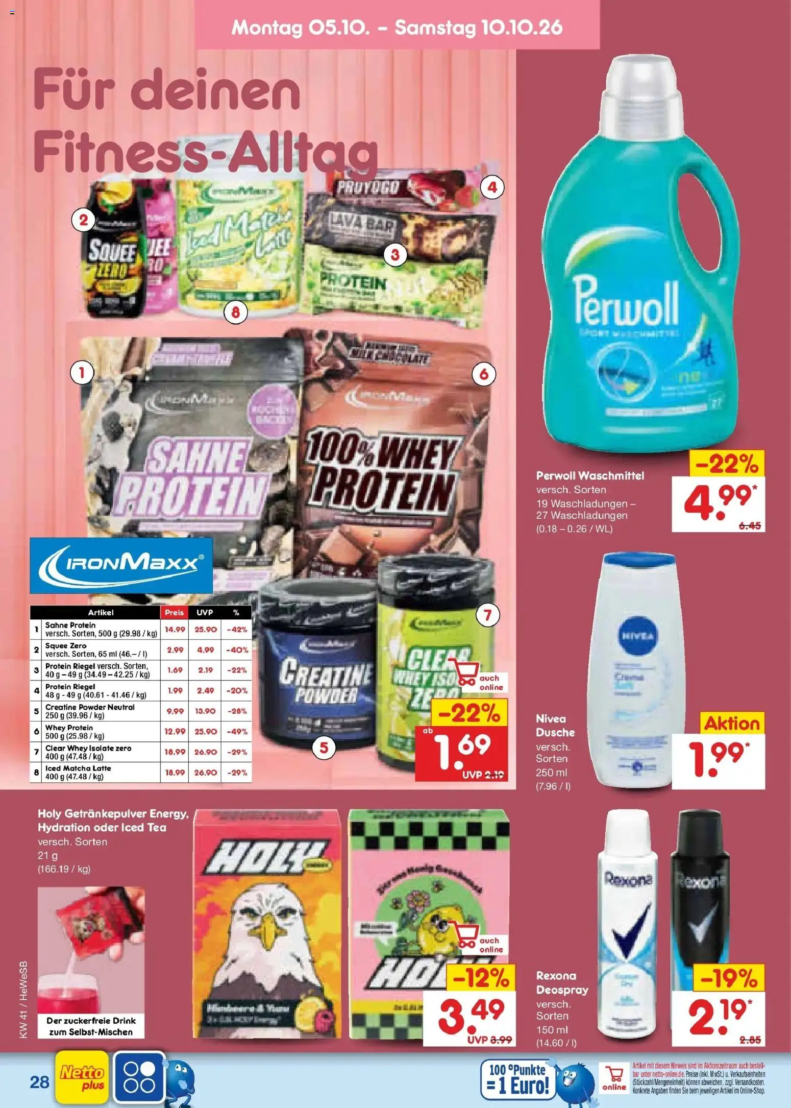 Netto Marken-Discount Prospekt Hamburg (ab 05.10.2026) » Angebote | Seite: 34 | Produkte: Dusche, Waschmittel, Deospray, Sahne