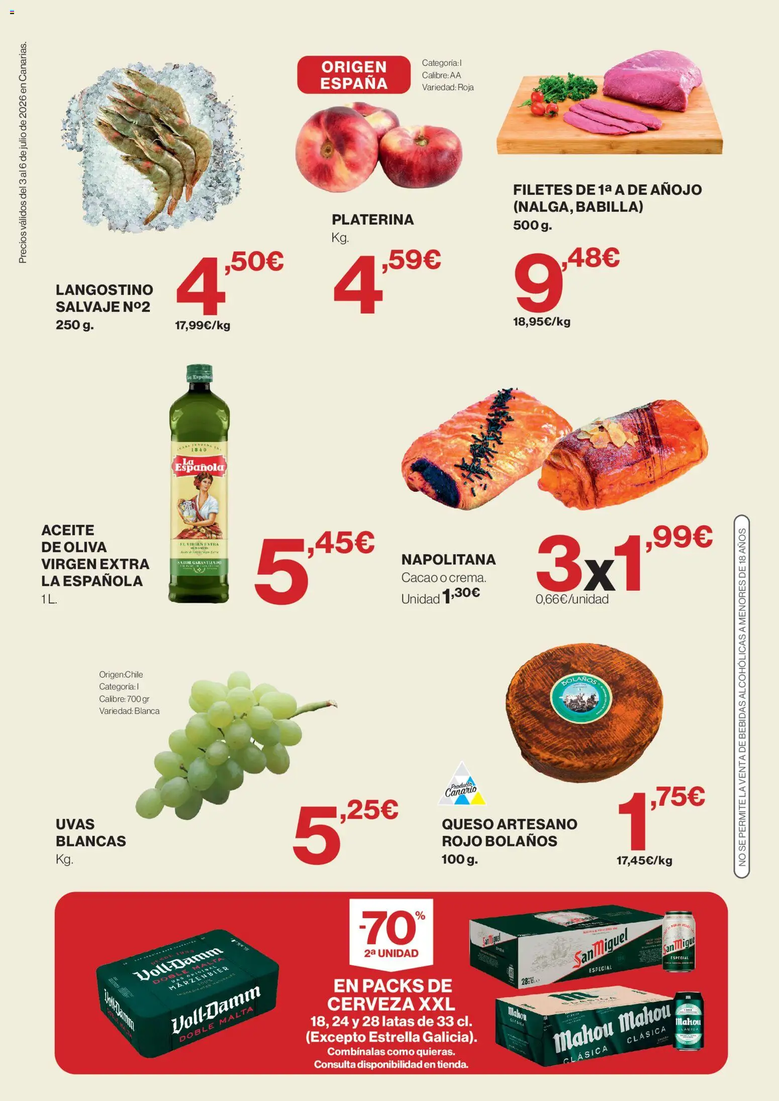 Supercor Canarias │ válido desde el 03/07/2026 | Página: 2 | Productos: Aceite, Cerveza, Φρυγανιές σικάλεως, Langostino