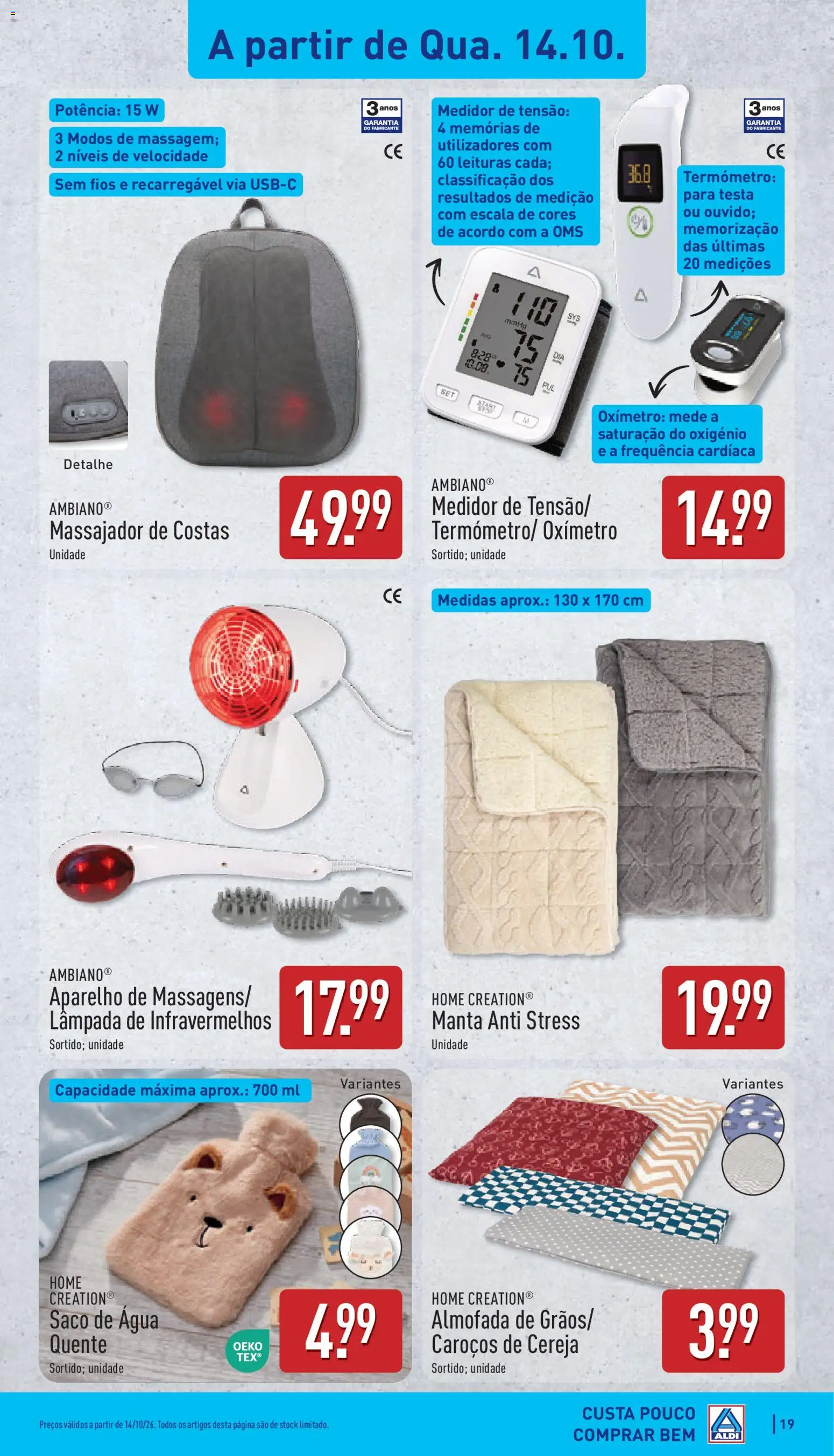 Aldi folheto │ válido de 12/10/2026 | Página: 19 | Produtos: Agua, Massajador, Saco, Manta