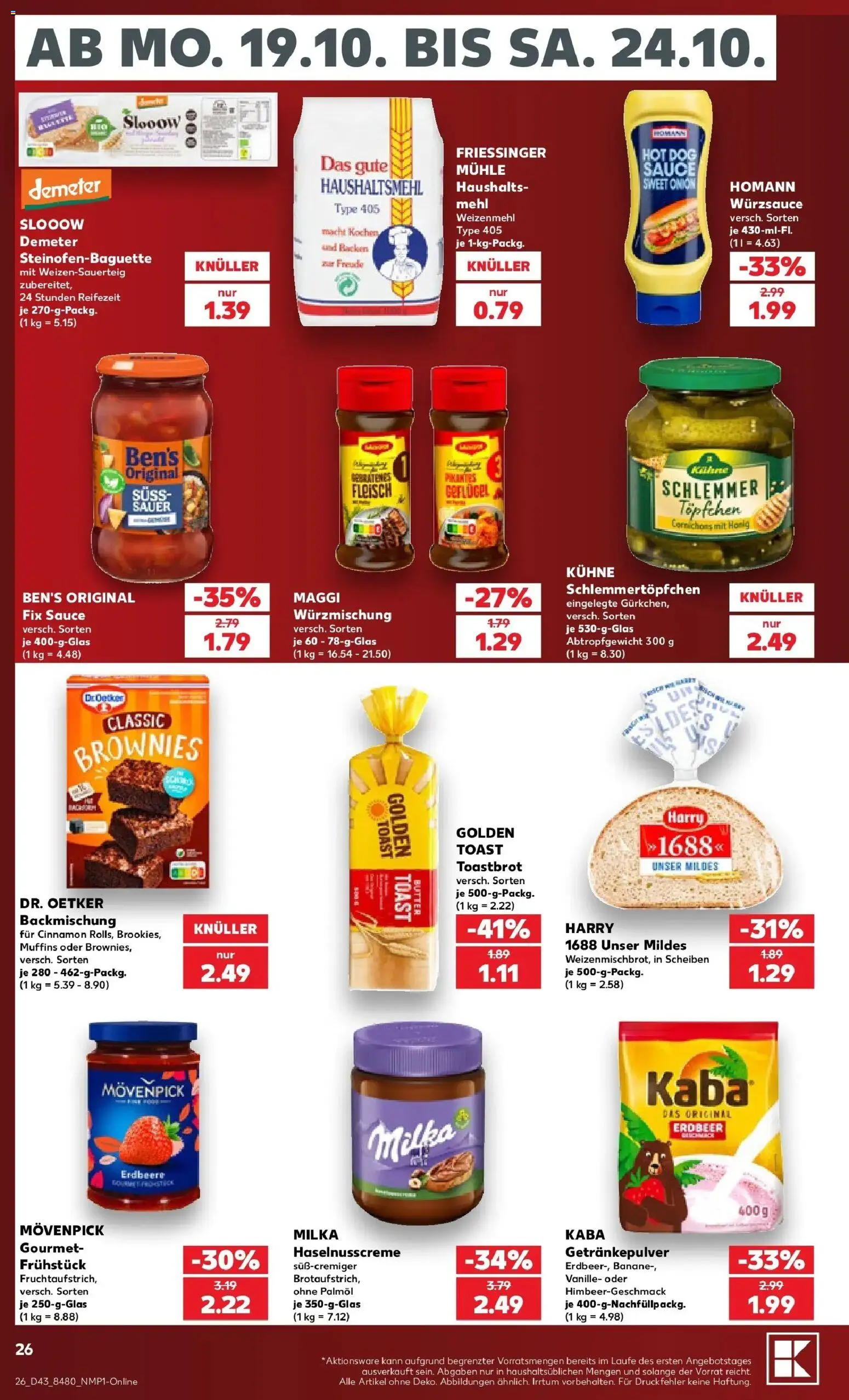 Prospekt Kaufland ab 19.10.2026 » Angebote Online zum Blättern | Seite: 30 | Produkte: Mühle, Toastbrot, Vanille, Fleisch