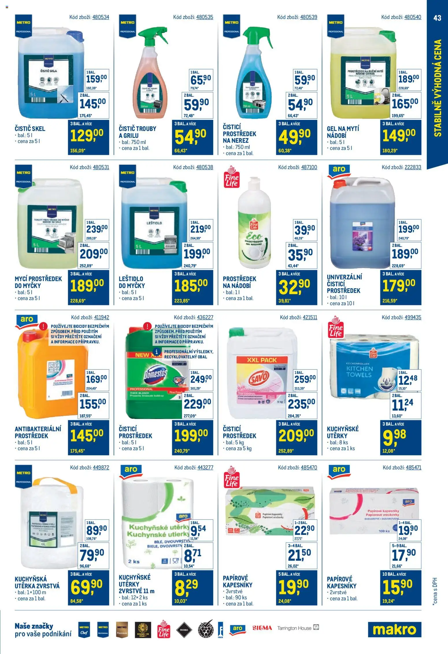 Makro - Stabilně výhodná cena od 18.05.2026 | Strana: 43 | Produkty: Čistící prostředek, Nádobí, Kuchyňské utěrky, Utěrka