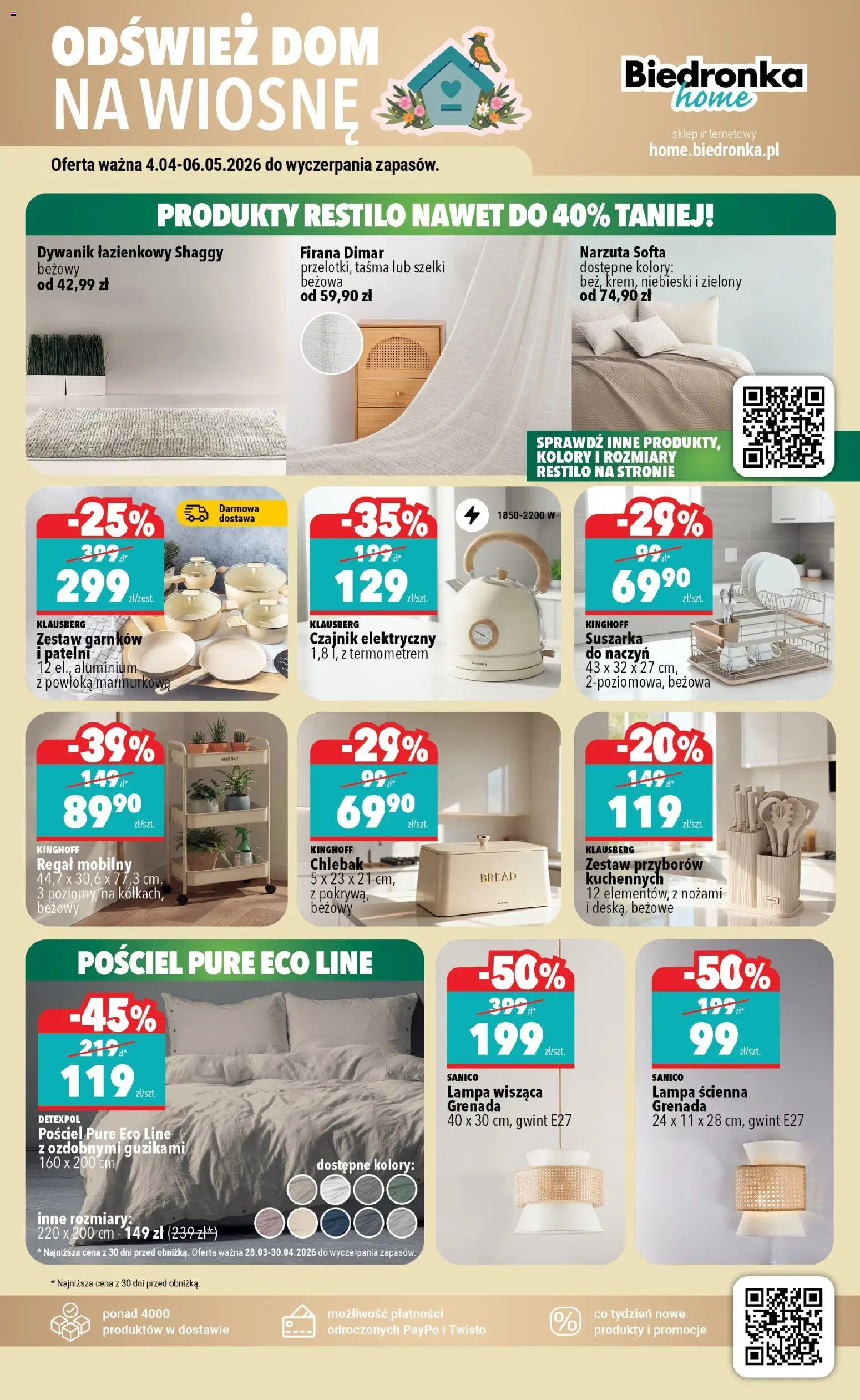 Biedronka gazetka - Home od 04.04.2026 | Strona: 5 | Produkty: Pościel, Dywanik łazienkowy, Suszarka, Regał