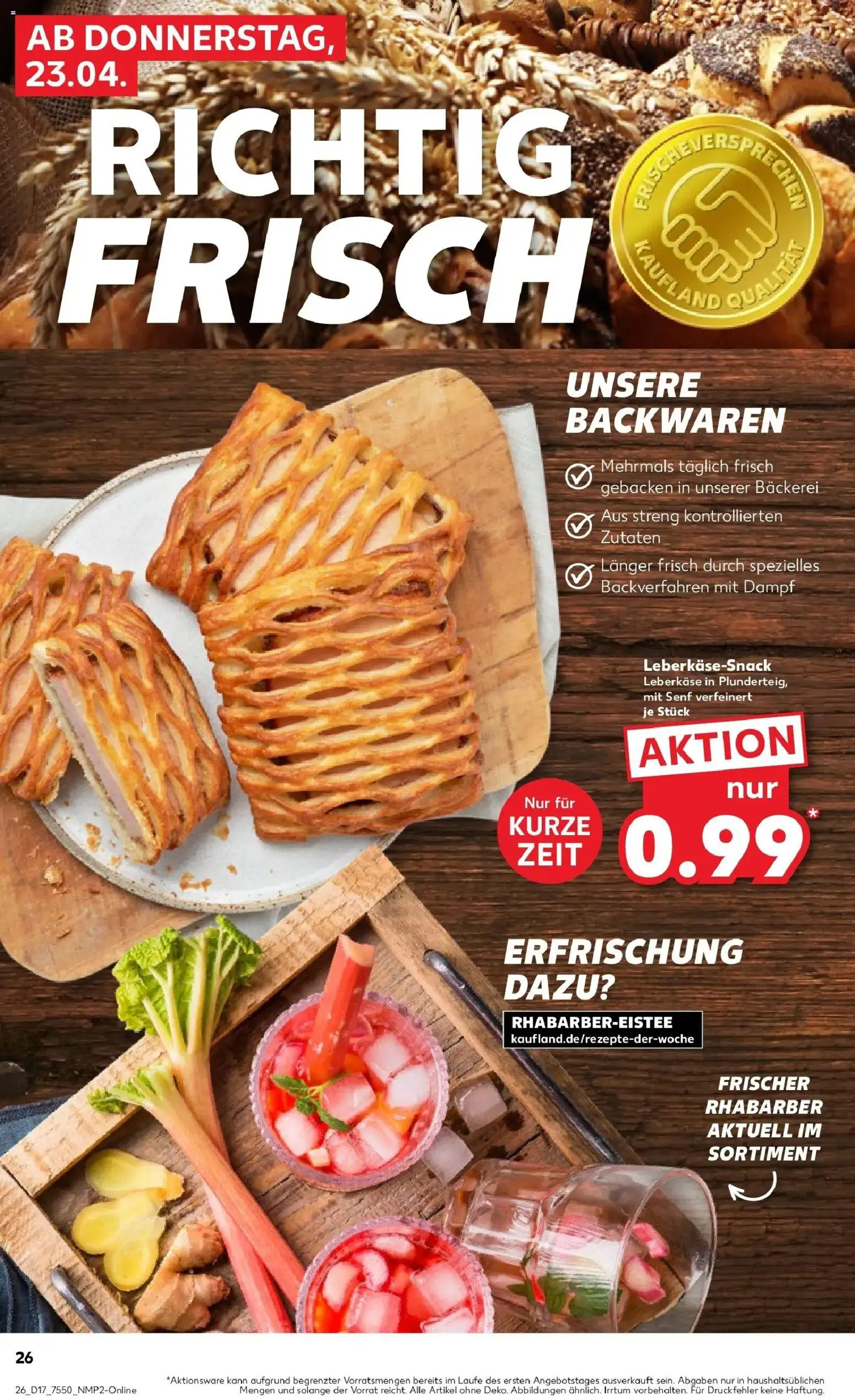 Kaufland Prospekt Ettlingen	 – gültig ab 20.04.2026 | Seite: 38 | Produkte: Bäckerei, Rhabarber, Leberkase