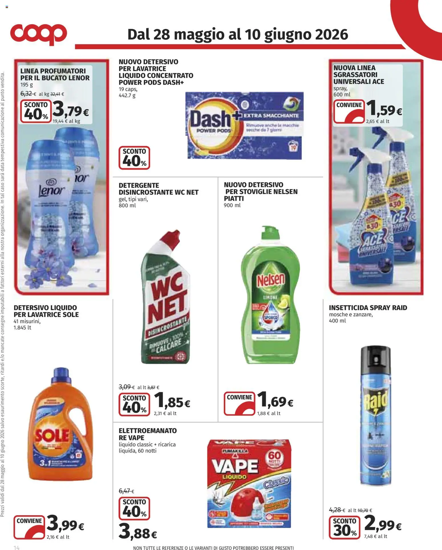 Volantino COOP del 28.05.2026 | Pagina: 14 | Prodotti: Detergente, Lavatrice, Data, Insetticida