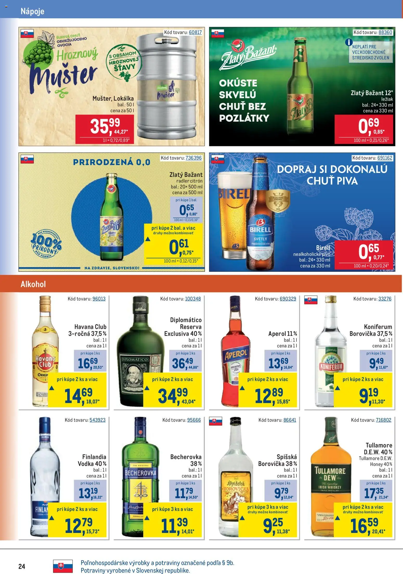 Nové Metro akcie – leták je platný od 20.05.2026 | Strana: 24 | Produkty: Pivo, Birell, Nealkoholické pivo, Aperol