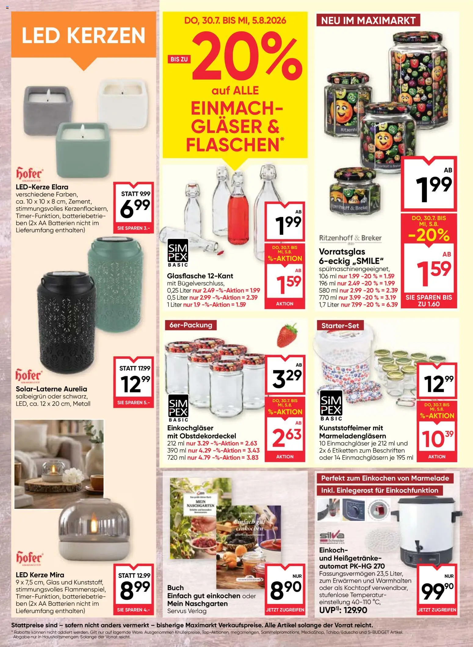 Maximarkt Flugblatt gültig ab 30.07.2026 | Seite: 16 | Produkte: Kerzen