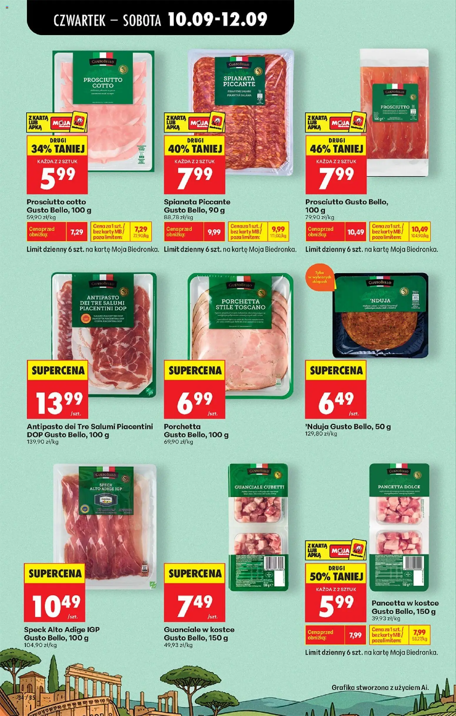 Biedronka gazetka od czwartku od 10.09.2026 | Strona: 54 | Produkty: Karta, Gustobello, Warka, Salami