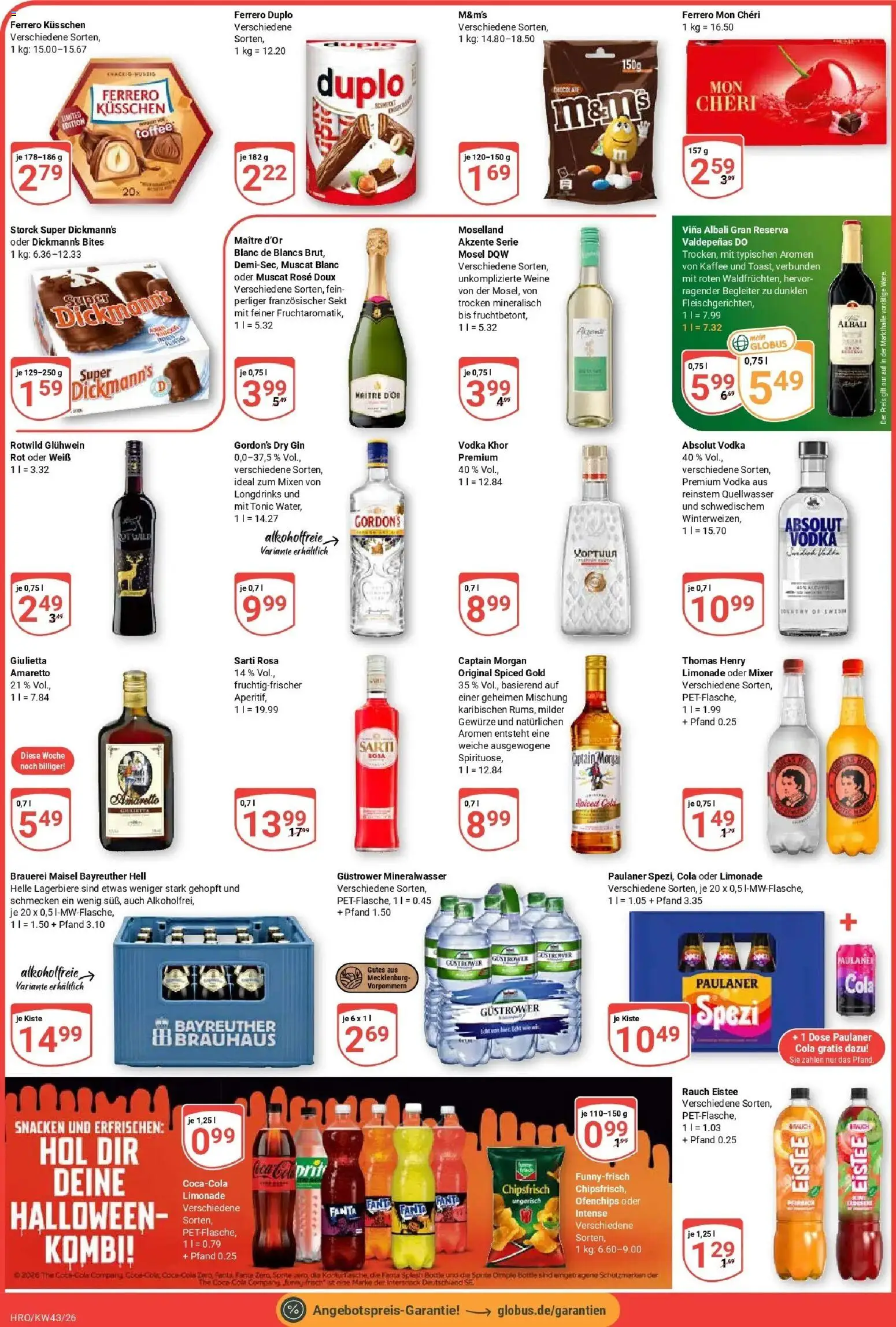 Globus Prospekt Rostock (ab 19.10.2026) » Angebote online | Seite: 4 | Produkte: Cola, Ferrero duplo, Gewürze, Mon cheri
