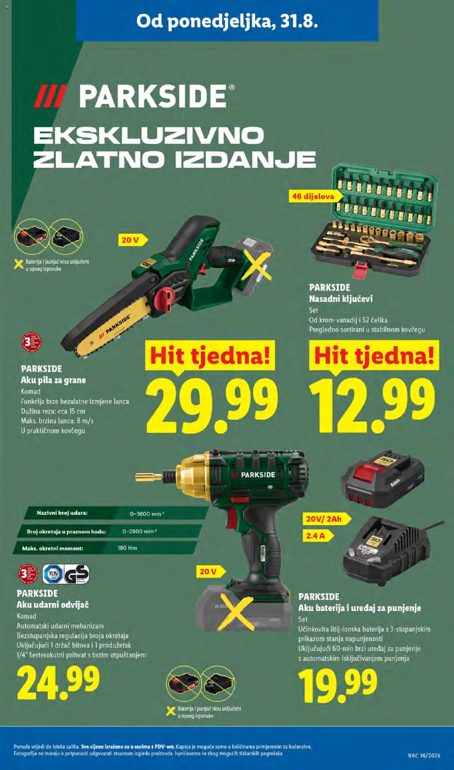 Lidl katalog | vrijedi od 31.08.2026 | Stranica: 23 | Proizvodi: Baterija, Pila, Odvijač, Parkside